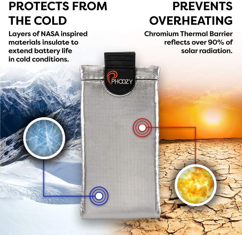 New Deal PHOOZY XP3 Series Ultra Rugged Thermal Phone Case - Insulated Weatherproof Protection - AS SEEN ON Shark Tank - Protection Against Cold Snow Sun Heat and Floats in Water (Silver - Large)