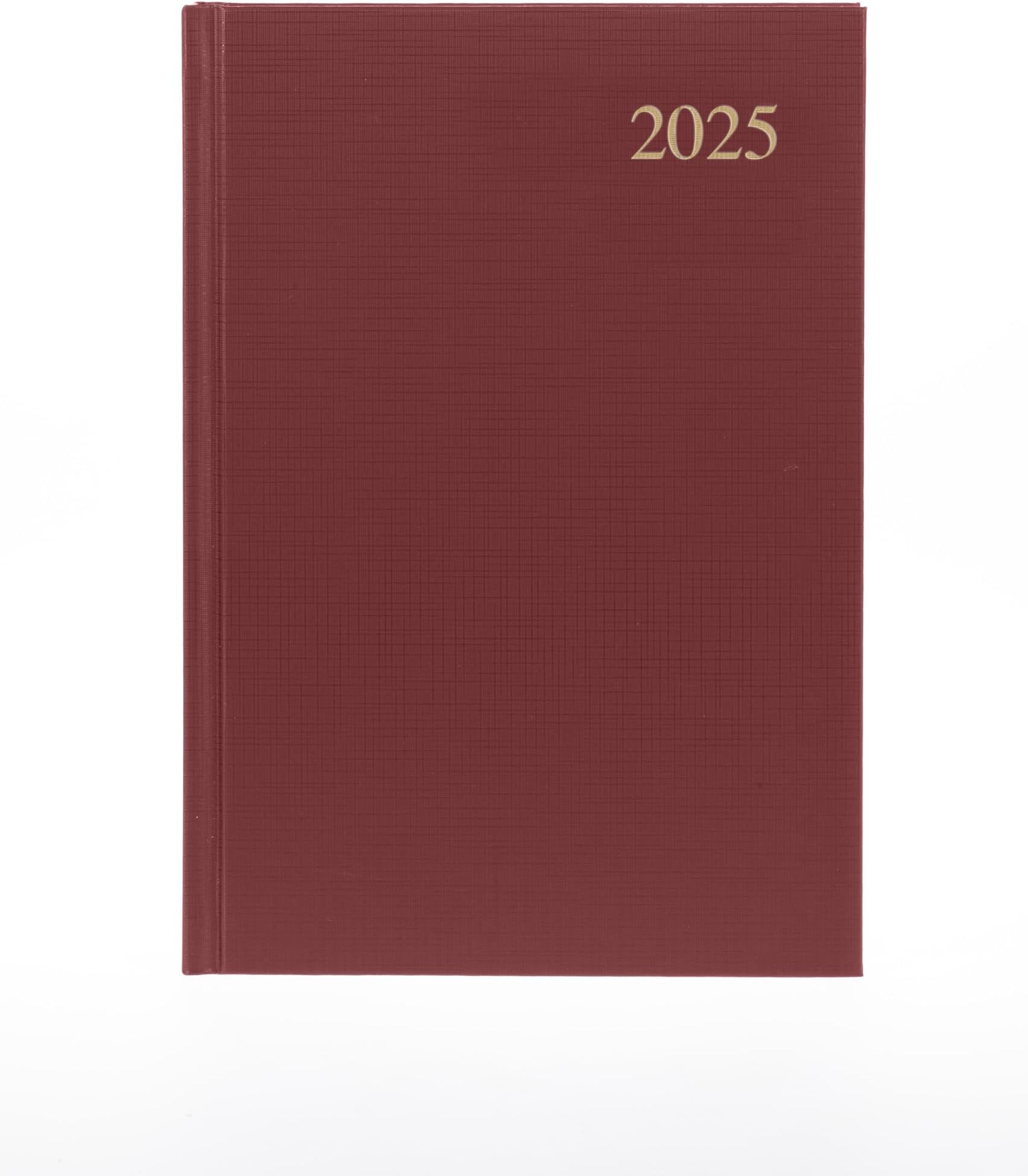 Collins Essential 2025 Business Diary - A5 Day to a Page Planner with Leathergrain Hardback Cover - Maroon - ESSA51.78-25