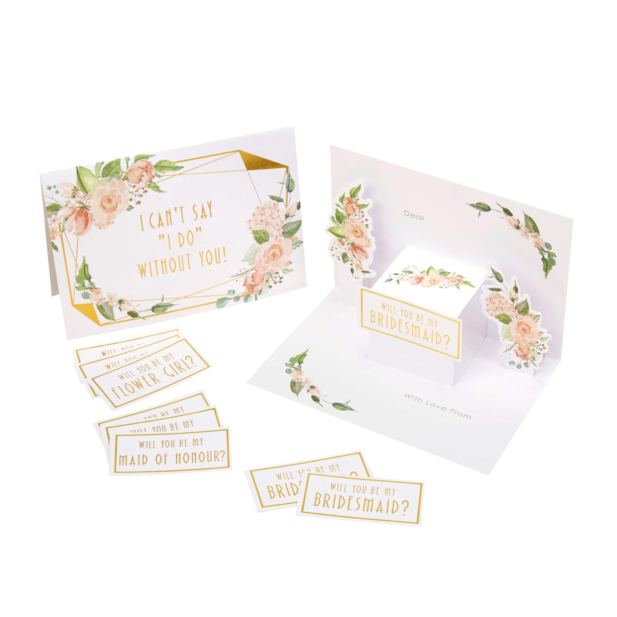 Neviti 775264 Geo Floral-Bridesmaid Cards-3 Pack Bridesmade, Pink/Peach/Gold, 14.5 x 10.5 x 0.1