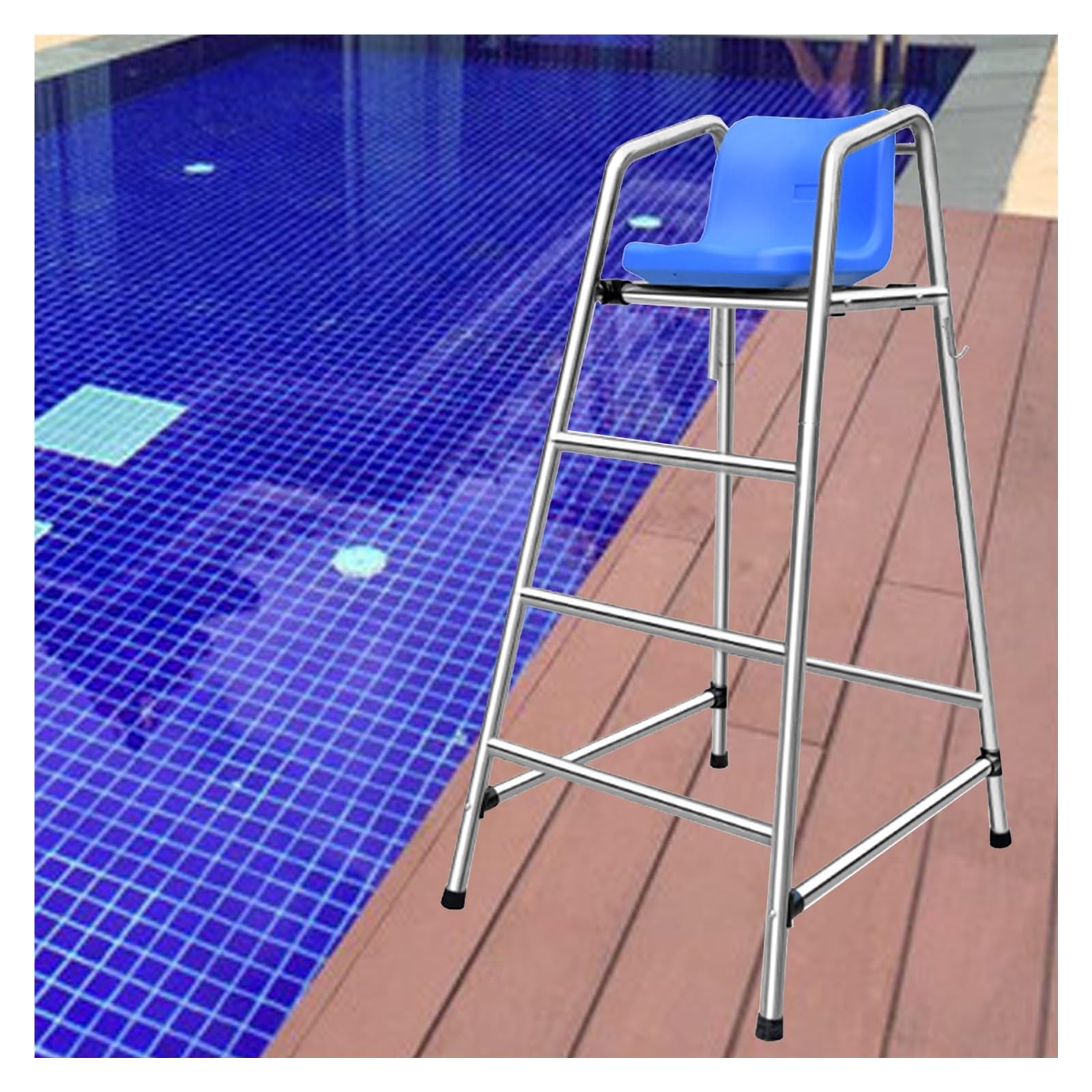 Chaise de Sauveteur Robuste argentée, équipement Sauvetage sur Pied for la Natation