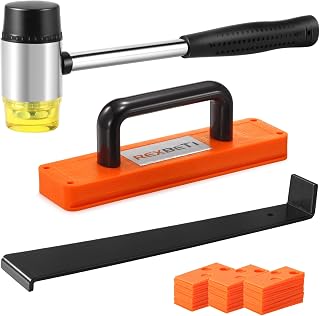 REXBETI Laminate Flooring Installation Kit: Tapping Block with Handle, Pull Bar, Double-Faced Mallet, 40 Spacers for LVP & Vinyl