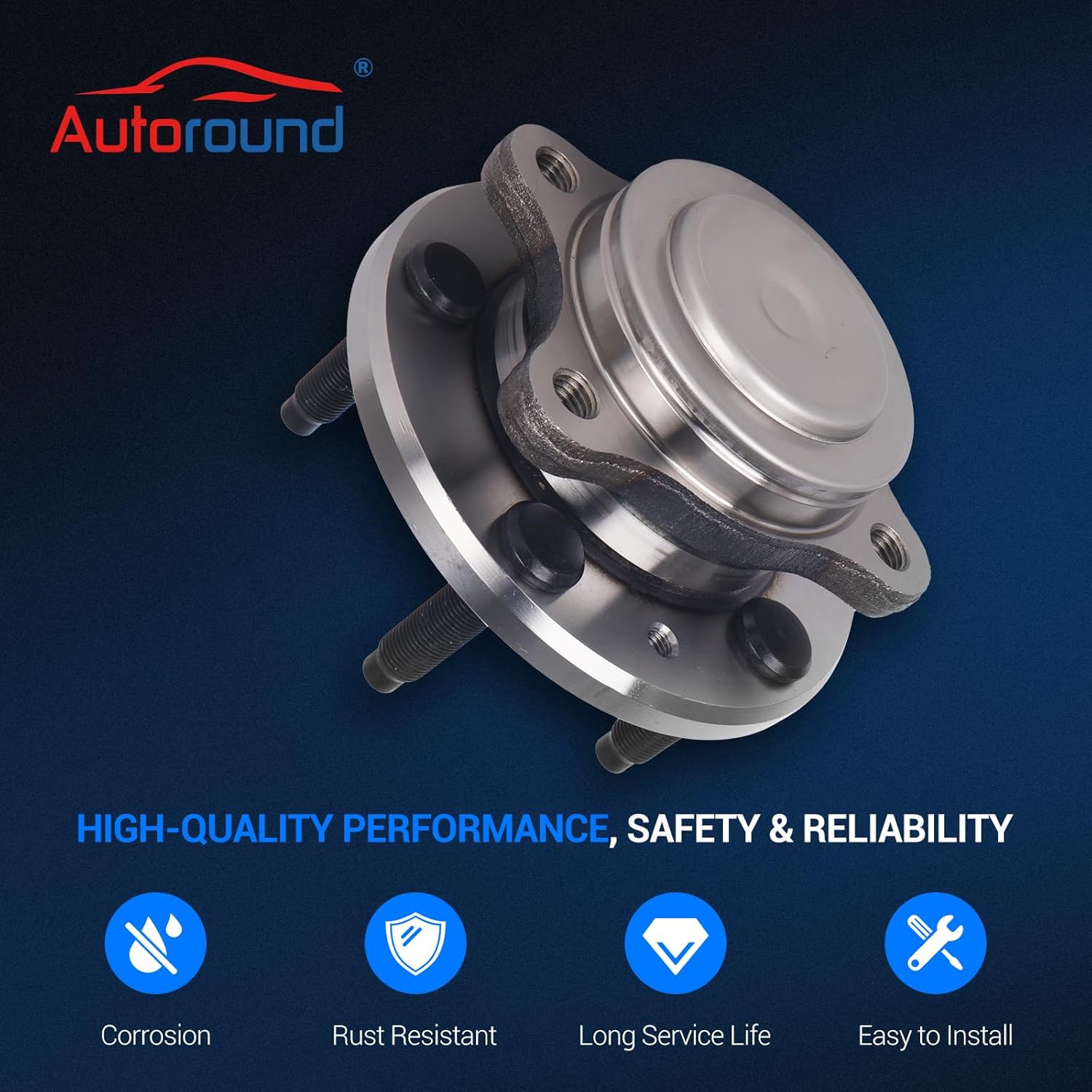 Autoround 512299 FWD Rear Wheel Bearing and Hub Assembly Compatible with Ford Taurus/Taurus X 2008-2009, Five Hundred/Freestyle 2005-2007, Mercury Sable 08-09 Montego 05-07, 5 Lugs, Set of 2