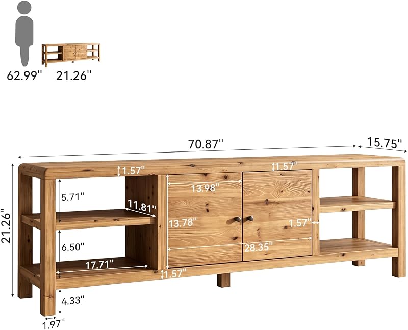 70.9-Inch Solid Wood TV Stand for TVs up to 80 Inches image 2