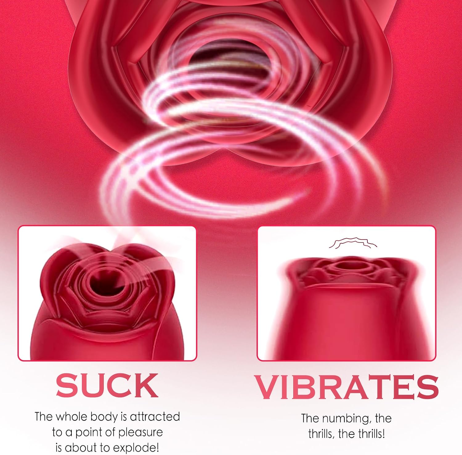 Yume Rose Toy Clitoral Stimulator for Women – 10 Suction & Vibration Modes, Rechargeable, Soft Silicone, Quiet, Discreet Adult Toy with Storage Pouch & Manual