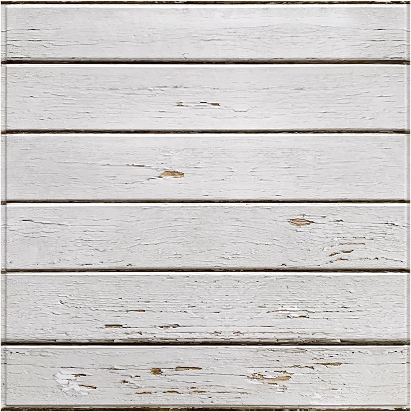COMSTICKC Peel and Stick Faux Wood Wall Panels Shiplap Wall Sticker, 10 Pcs of 12" x 12", Ultra-Light Thin PVC 3D Fake Wood Adhesive Wall Covering Wallpaper Interior Decor, Vintage White Grain
