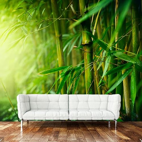 Mural de pared de bosque de bambú, hojas verdes 3D, papel tapiz autoadhesivo para despegar y pegar, calcomanía extraíble para decoración del hogar,