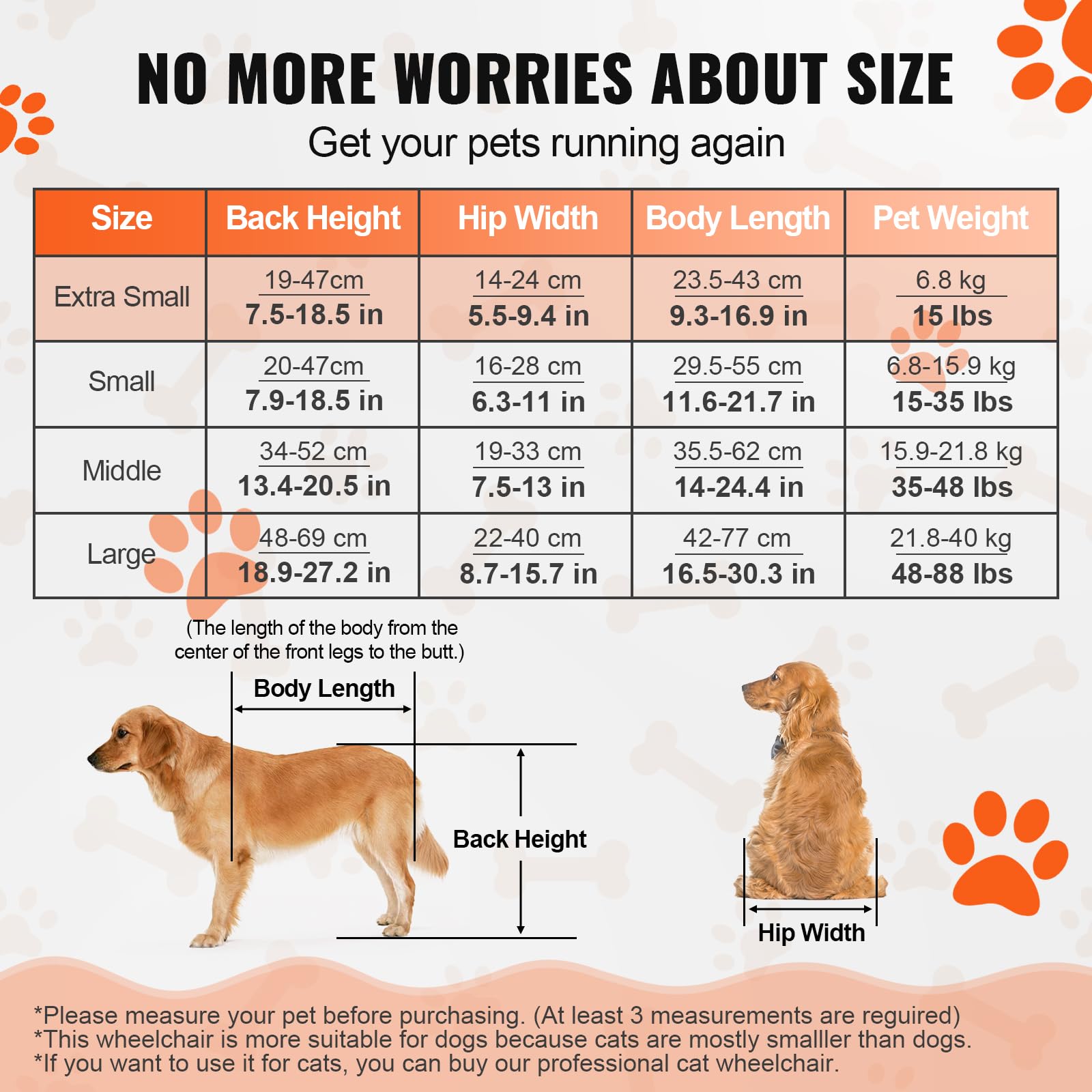 VEVOR 2 Wheels Dog Wheelchair for Back Legs Pet Wheelchair Lightweight & Adjustable Assisting in Healing - Image 3