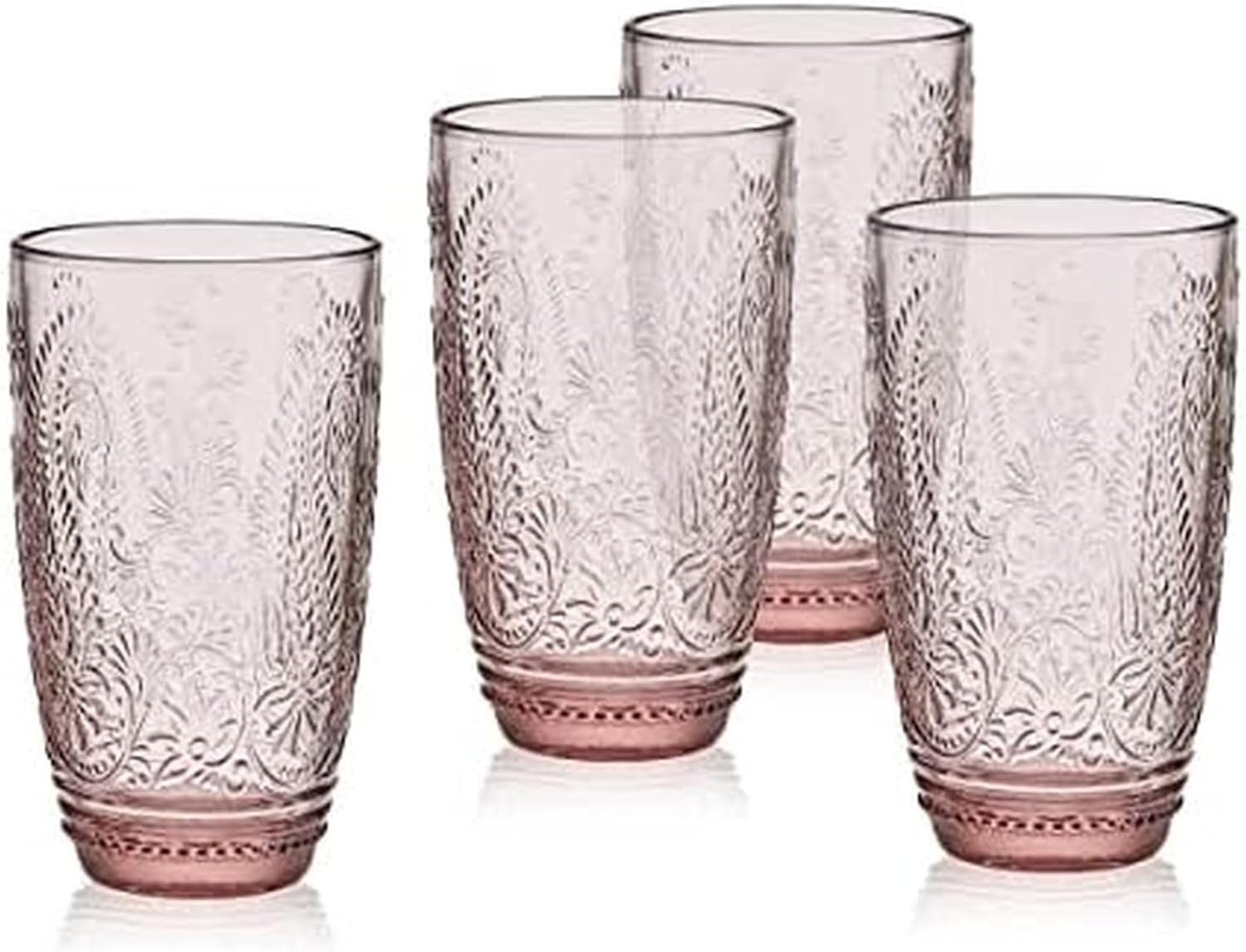 Fitz & Floyd Fitz and Floyd Maddi Highball Tumbler Cups, Set of 4, Blush