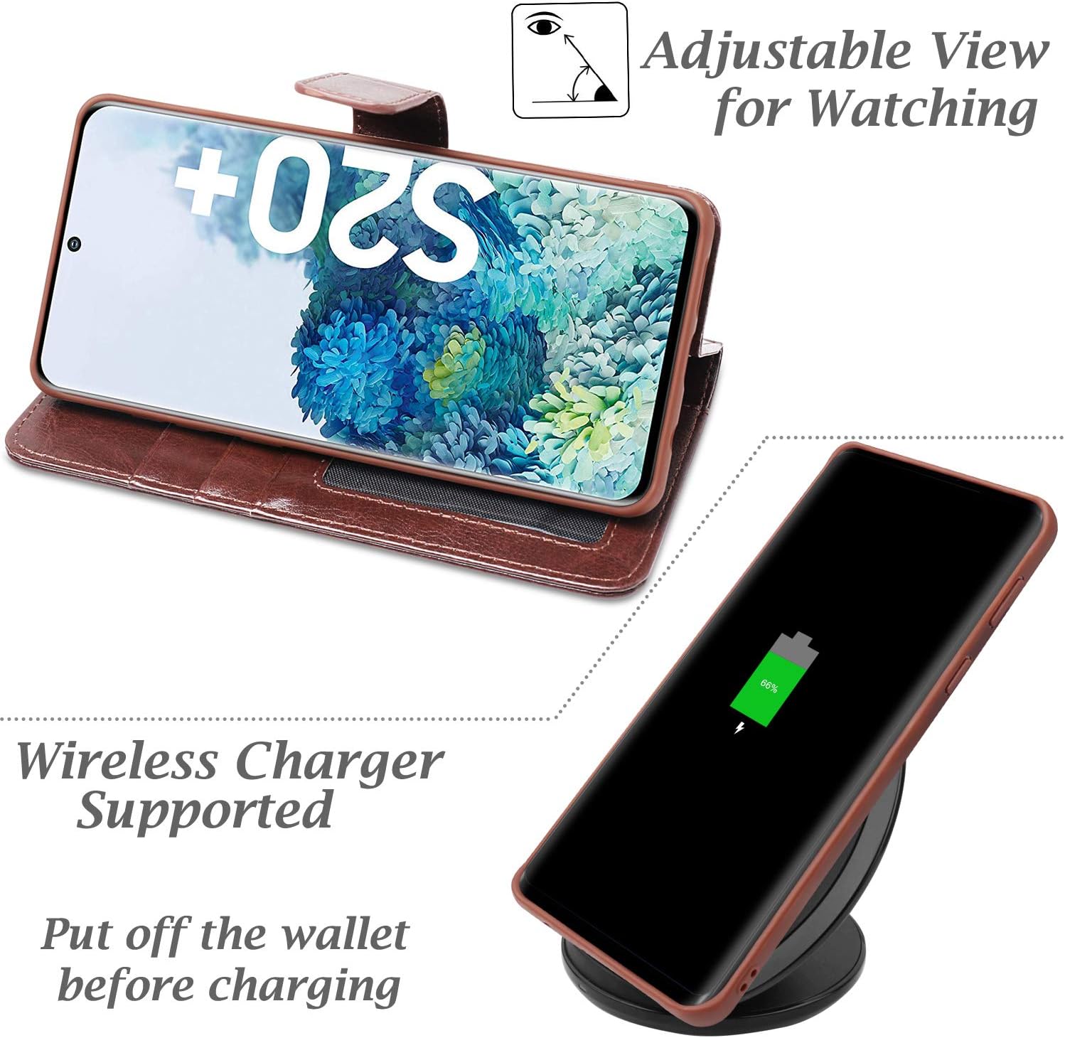 Bеѕt Sеllеr AMOVO Wallet Case Designed for Samsung Galaxy S20 Plus (2020) Detachable Card Slots Vegan Leather Flip Cover (S20Plus (6.7'') Brown)