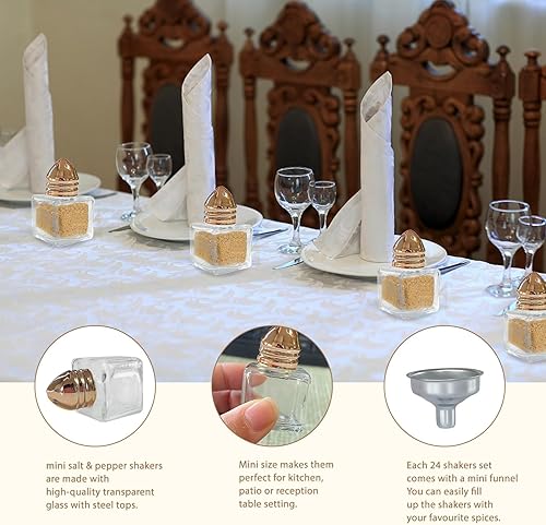 Miniatura 3 de 24 mini saleros y pimenteros con herramienta de embudo de 0.5 onzas, mini tarros de condimentos de vidrio para cocina, restaurante, viajes, hogar,