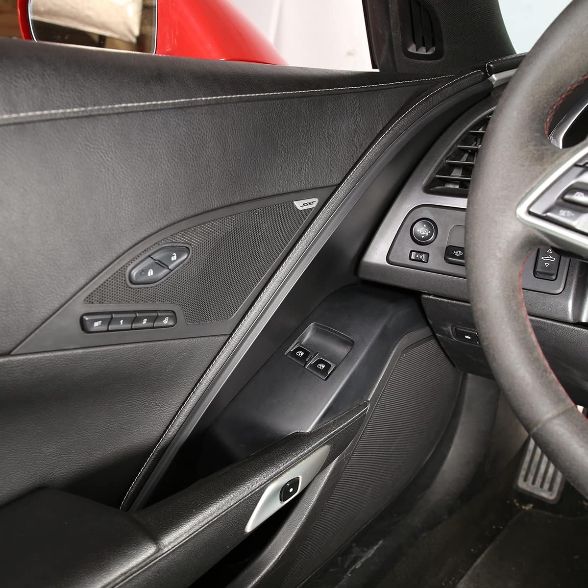 Car Interior Door Panel Cover Trim for Corvette C7 2014-2019,Driver Side Door Anti Kick Panel,Inner Door Anti Kick Decorative Bezel Panel Protection Accessories (Matt Black)