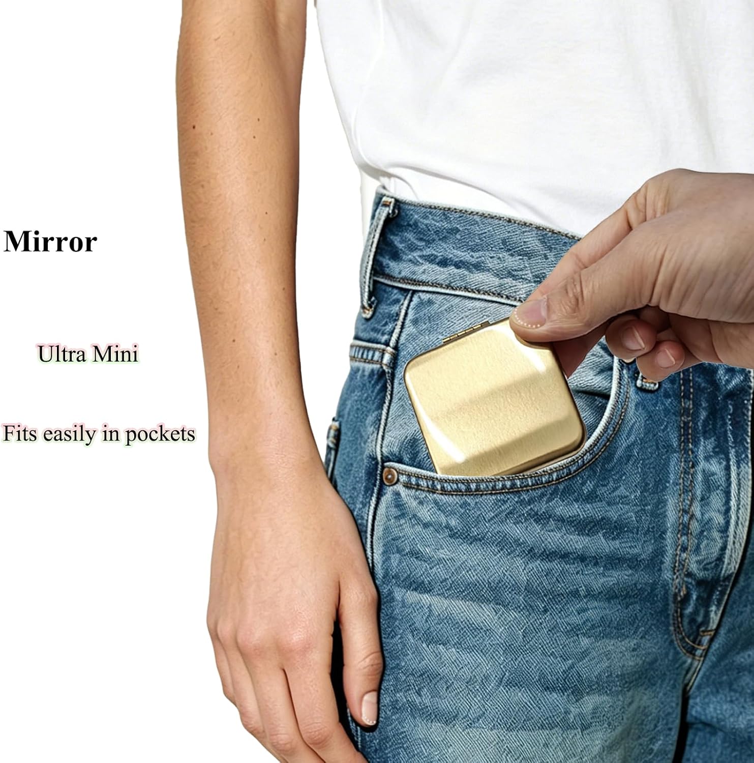 Mini Foldable Pocket Mirror, Lightweight Portable Mirror for Daily Carry