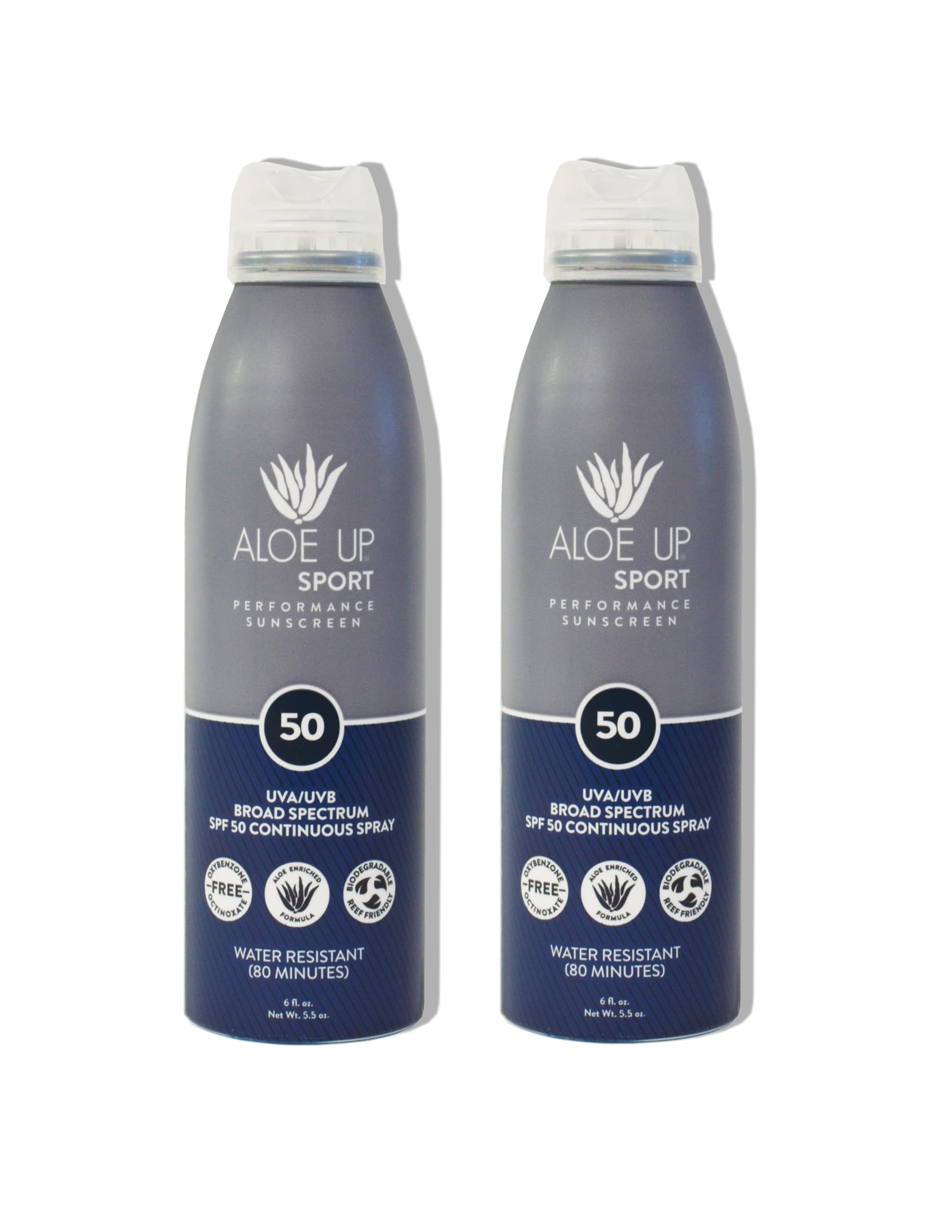 Aloe Up Sport Continuous Spray Sunscreen SPF 50- Broad Spectrum UVA/UVB Sunscreen Protector for Face and Body With Aloe Vera Gel Fast Absorbing Sheer