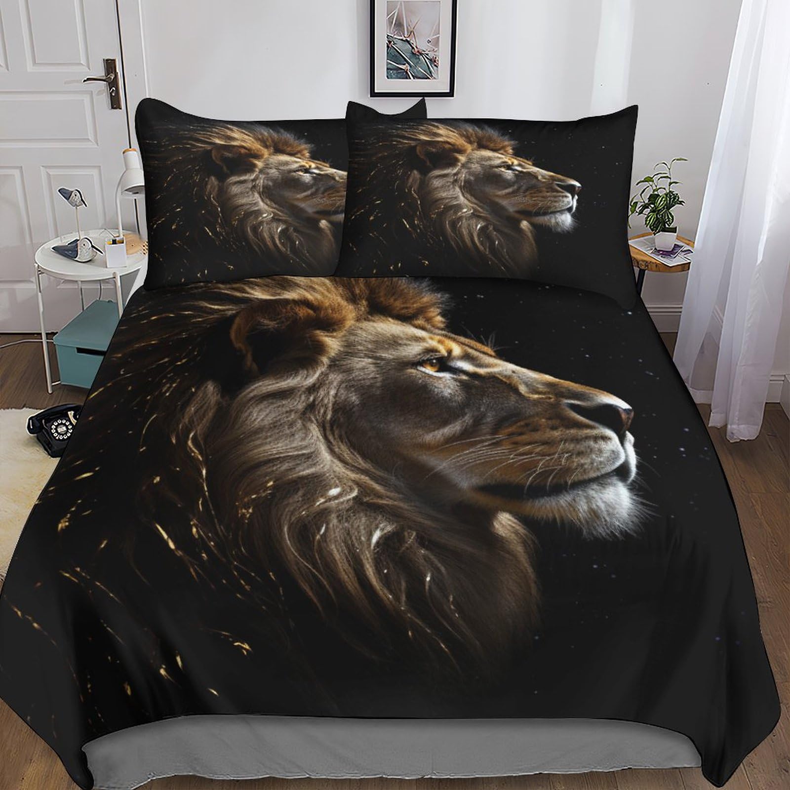 Couvre-lit lion luxe 220x240cm matelassé de qualité supérieure avec zips
