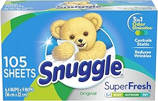 Snuggle Plus Super Fresh Fabric Softener Dryer Sheets with Static Control and Odor Eliminating Technology, 105 Count (Pack...