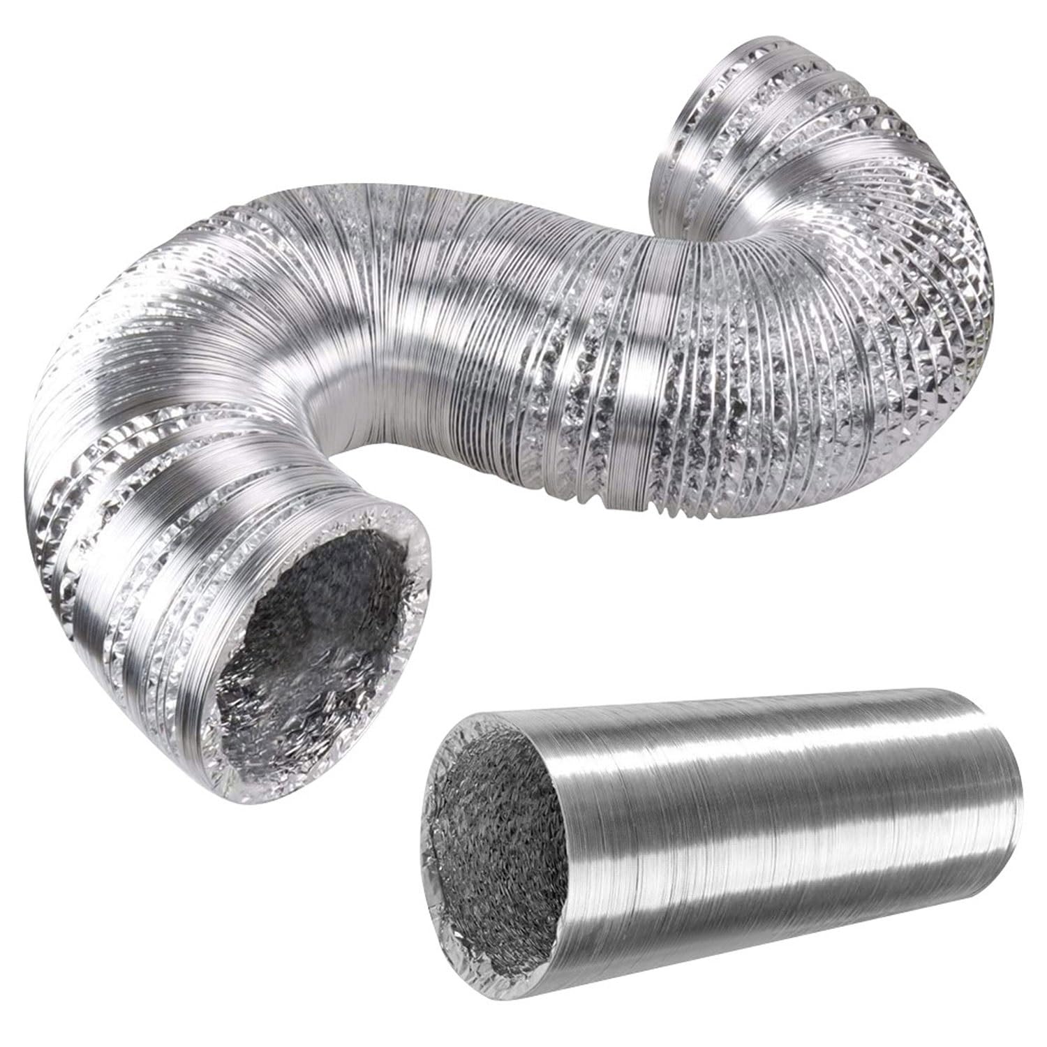 Manguera de ventilación de aluminio, kit de ventilación flexible for secadora, lámina de radiador con 2 abrazaderas de manguera de acero inoxidable (1,5 m, 150 mm)(5m 150mm)