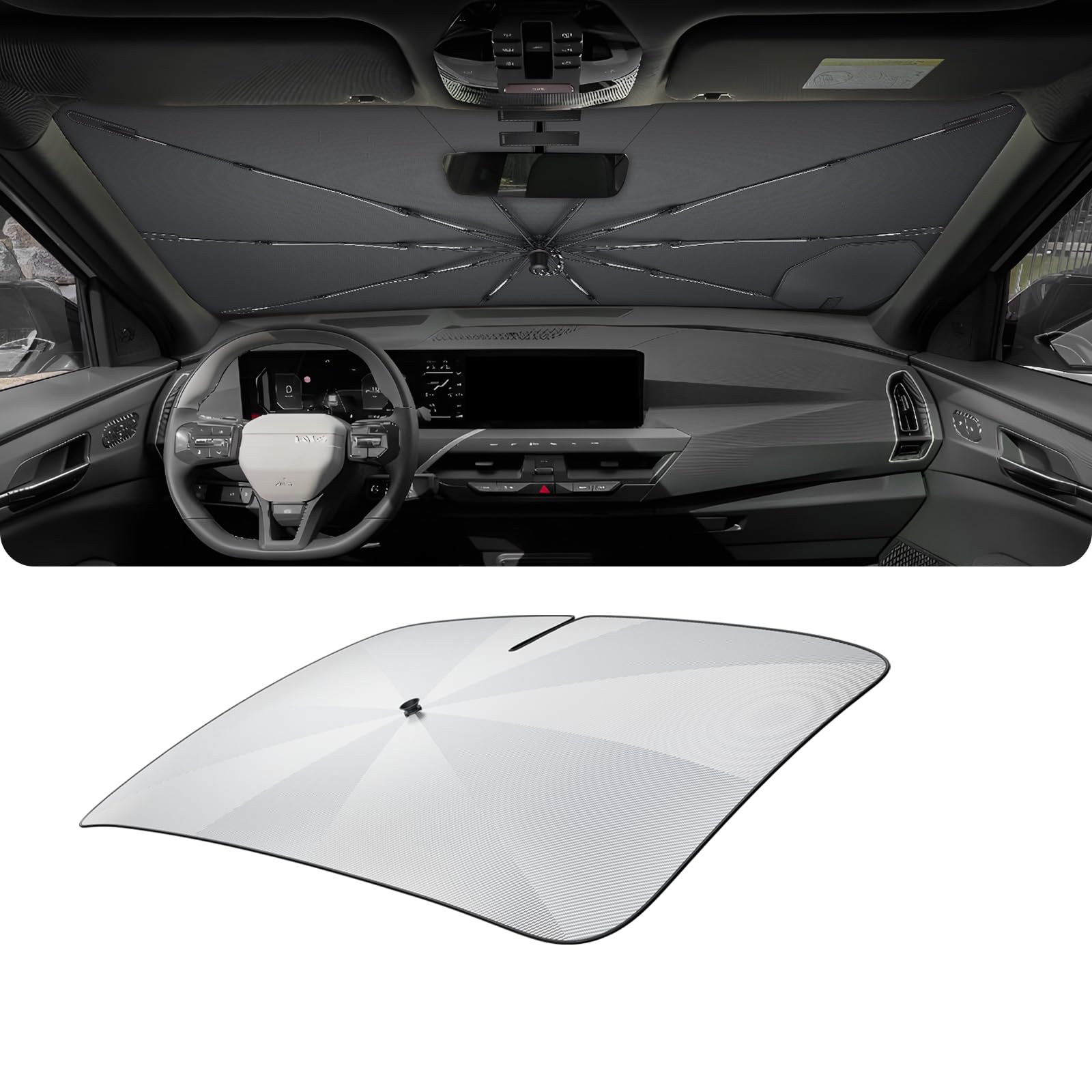 LUWU Sonnenschirm Auto Frontscheibe Kompatibel mit Kia EV5 2025 2026 Faltbare Windschutzscheibe Sonnenschirm Sonnenblende Abkühlung UV-Schutz EV5 Zubehör