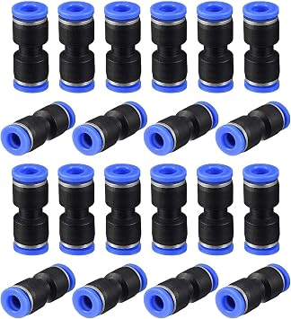 6mm Quick Fitting, 1/4 OD Push to Connect Pipe Tube Straight Fittings, Pneumatic Air Line Connector 20Pcs PU6