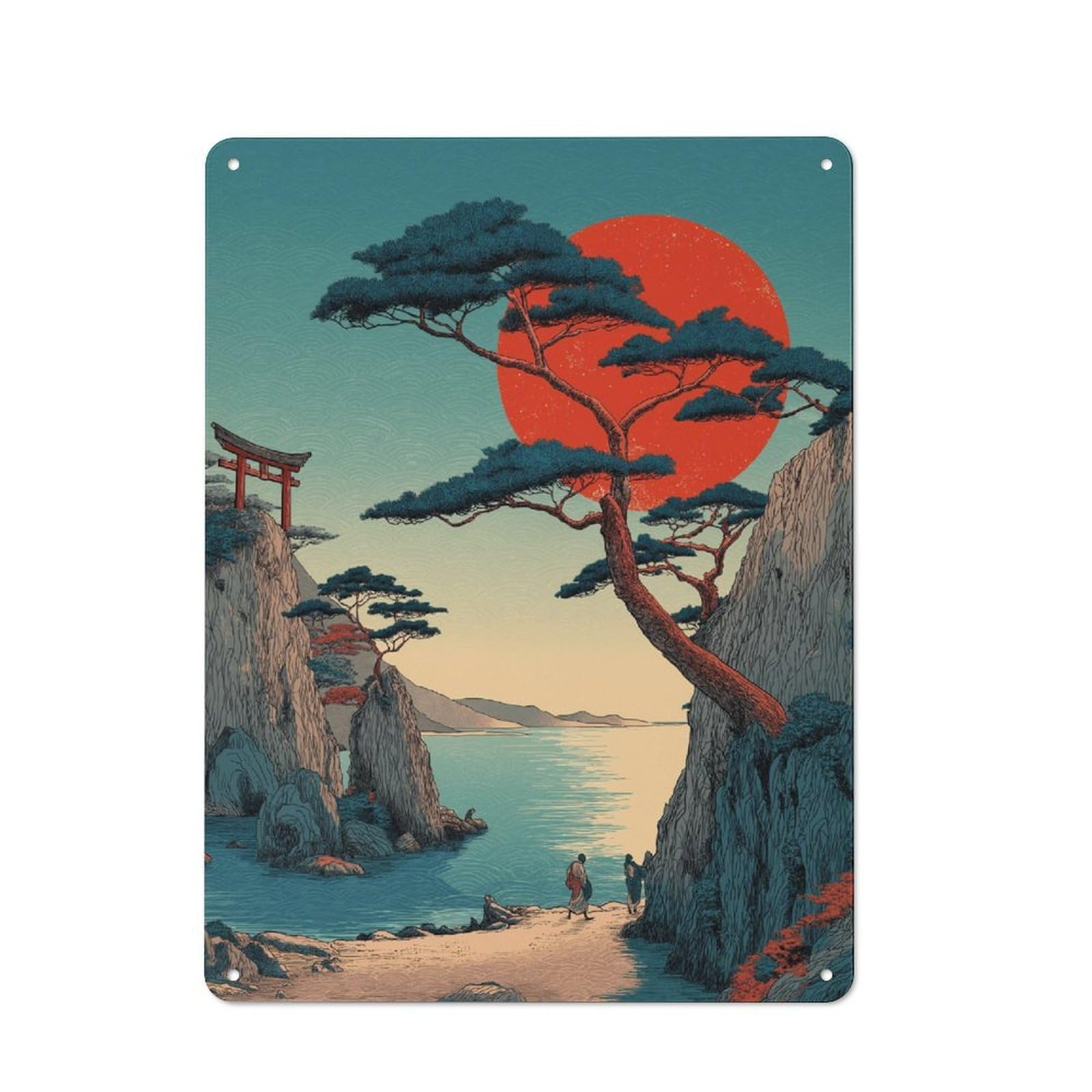 Junmoney Sunset Serenity By The Sea Tin Sign 40X30cm For Pub Or Café, Vintage Wall Decor, For Café Interior Fans, For Retro Home Interiors