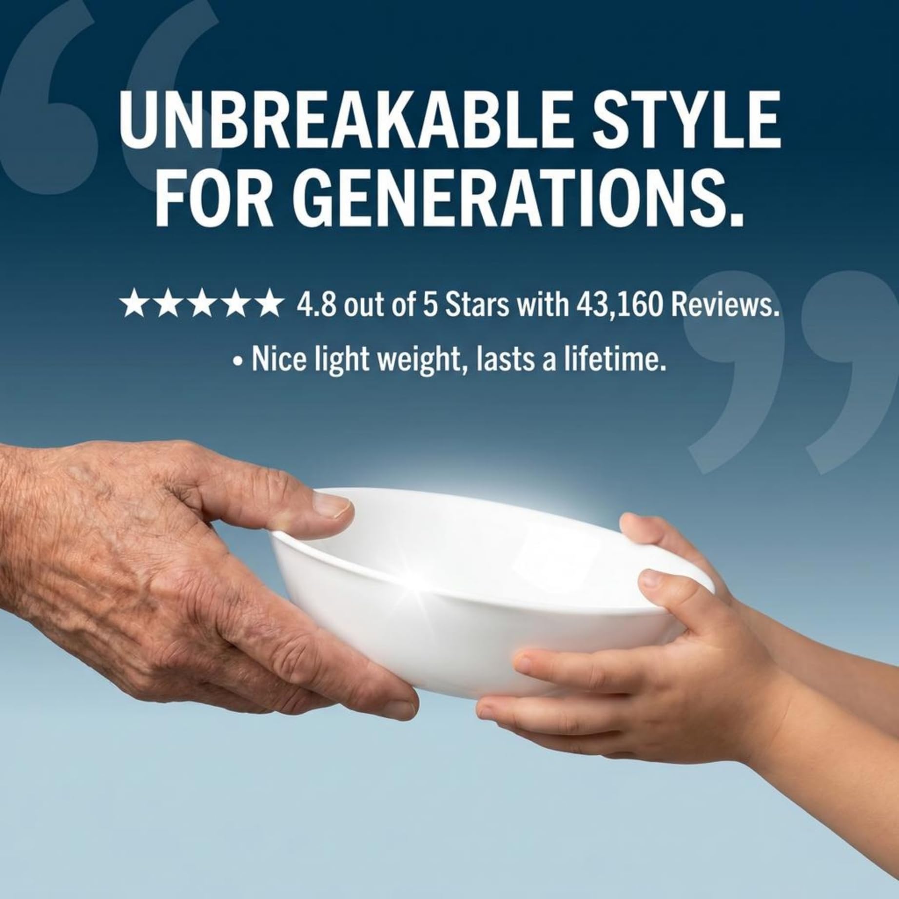 Corelle Vitrelle Lot de 4 grands bols à repas en verre de 850,5 g pour 4 personnes, ensemble de bols compacts empilables pour salade et pâtes, passe au micro-ondes et au lave-vaisselle, blanc