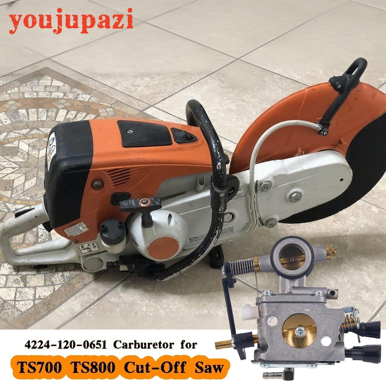TS700 TS800 Carburetor Carb Kit for Stihl TS 700 TS 800 Cut-Off Saw 4224-120-0651 for Walbro WJ114 for Tillotson HS314A HS-314A Replaces OEM 4224-120-0650 4224-120-0600