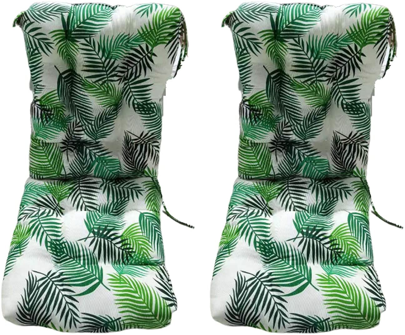 Cojin con Respaldo para sillones de Interior y Exterior. Cojín con Respaldo para Sillas de terraza. Cojines Acolchados para sillas terraza. (Pack 2 Unidades, Rama Verde)