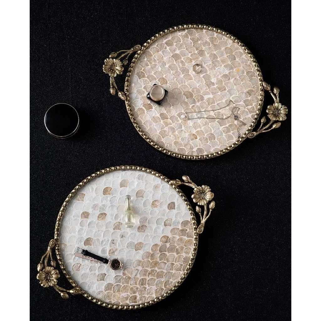 Bandejas Servir Comida Bandeja Decorativa De Concha Creativa con Asa, Té, Almacenamiento Productos For El Cuidado La Piel Mesa Cama(B)