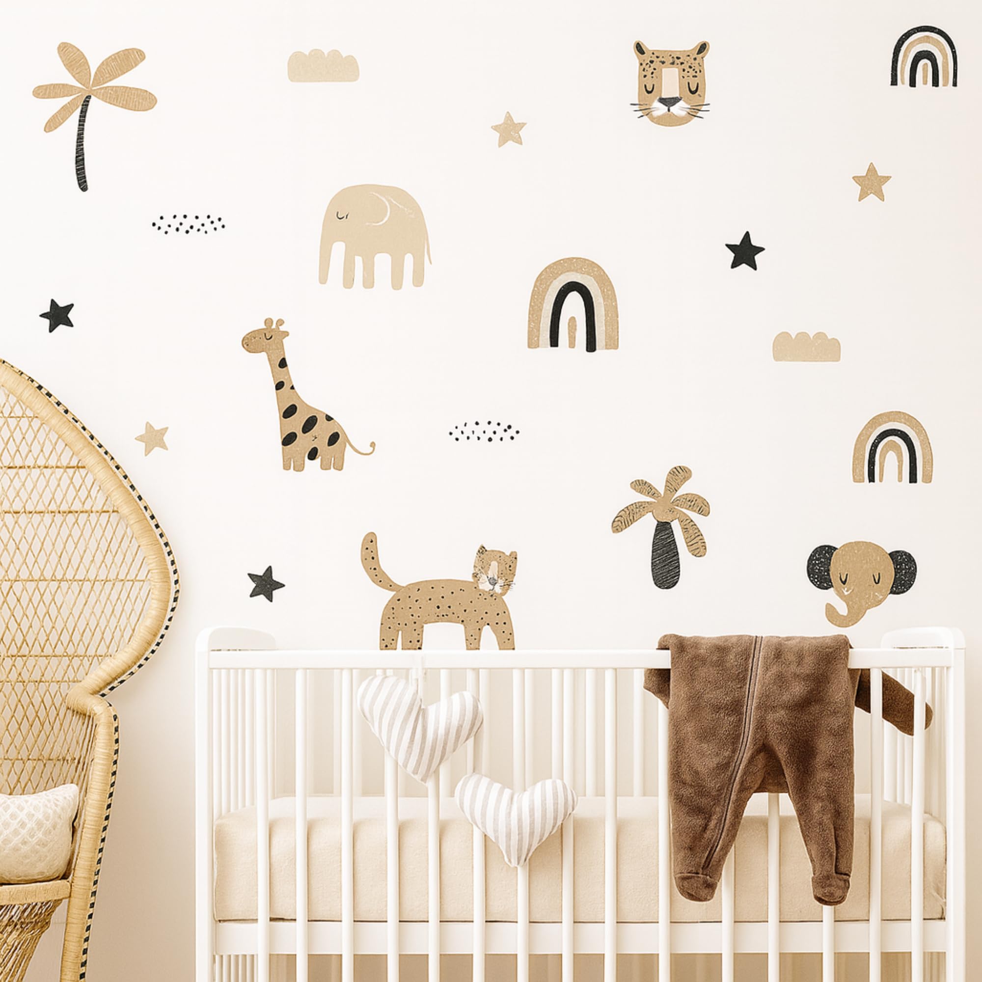 Boho-Safari-Tiere, Wandaufkleber, für Babyzimmer, Dekoration (Boho-Safari-Tiere)