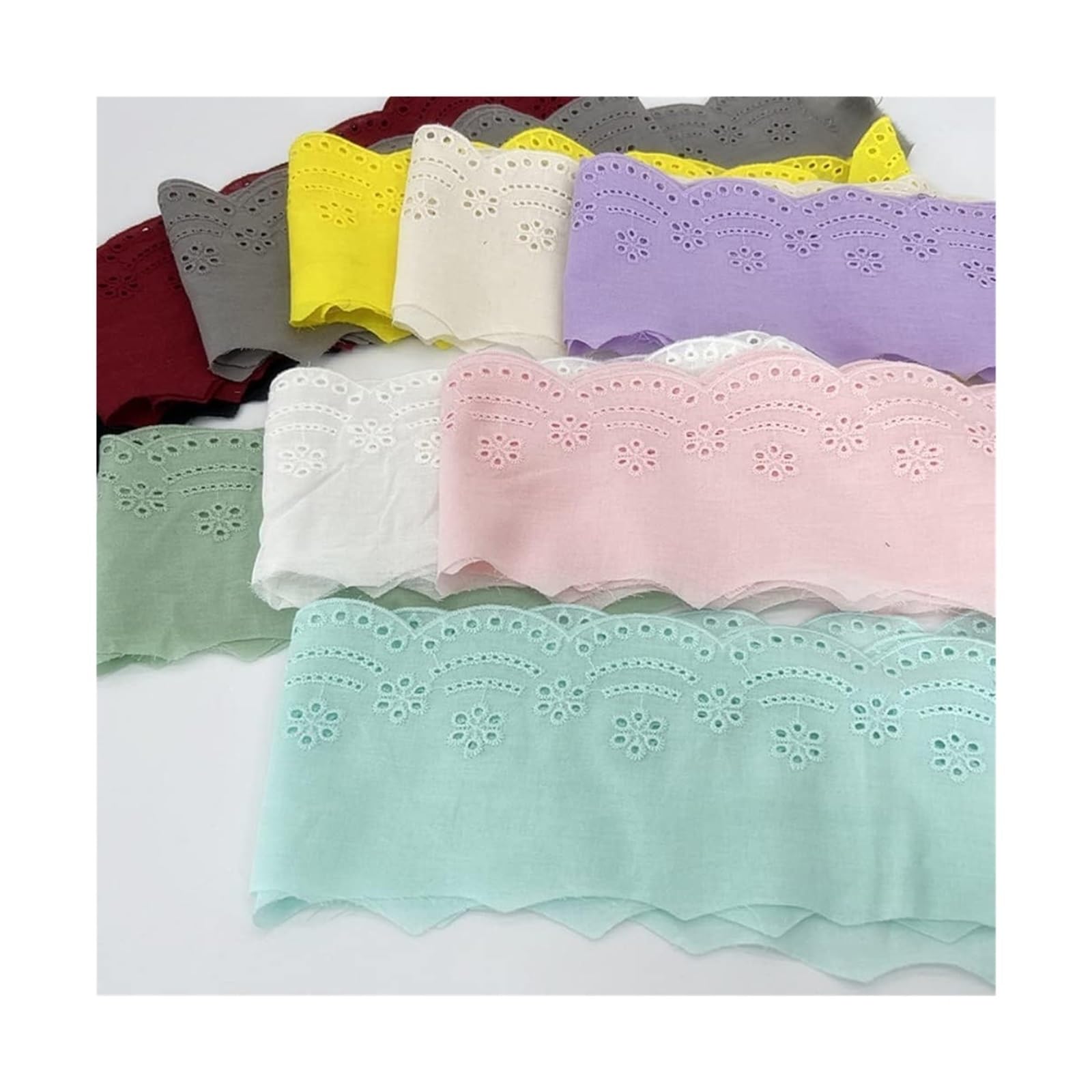 Ribete de encaje, tela de encaje, bordado hueco, ribete de encaje de algodón, tela de encaje, ribete de ganchillo para costura, manualidades, cortinas de boda, caja de decoración (rojo)