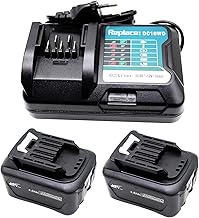 Golem-Power 2 X BL1041B Baterías + Cargador 10,8V 12V para Makita BL1021B BL1015 BL1016 DF031D DF0331D JR103D JR105D TD110D HSS01D DC10SB DC10WD DC10WC DC10WA 197339-1 (12V 4000mAh)