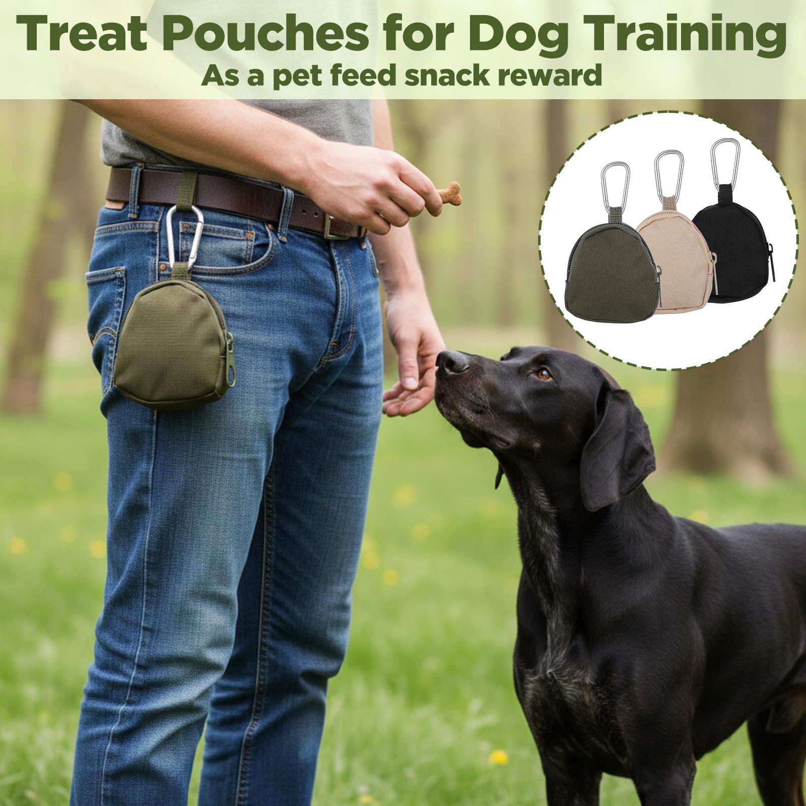 3 Stück Leckerlibeutel für Hunde Leckerlitasche für Hundetraining Futterbeutel mit Karabiner Kleine Leckerli Beutel Freihändige Trainingstasche for Haustiere Katzenfutter Hundefutter