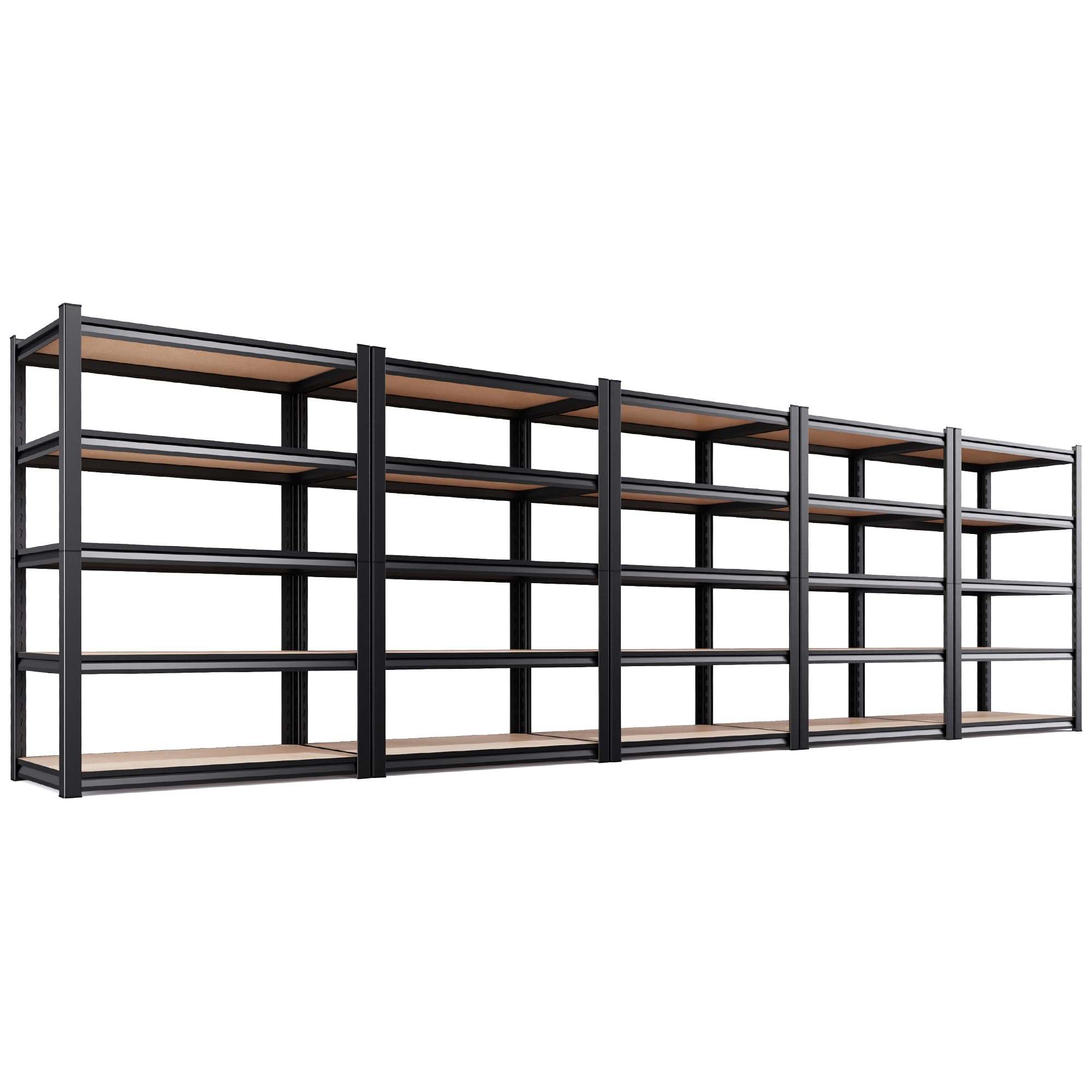 5-Pack Heavy Duty Garage Shelving for Garage, Warehouse &amp; Workshop Organization, 71" H x 45.6" W x 17.7" D 5-Tier Adjustable Metal Storage Rack for Tools, Storage Bins &amp; Bulk Items