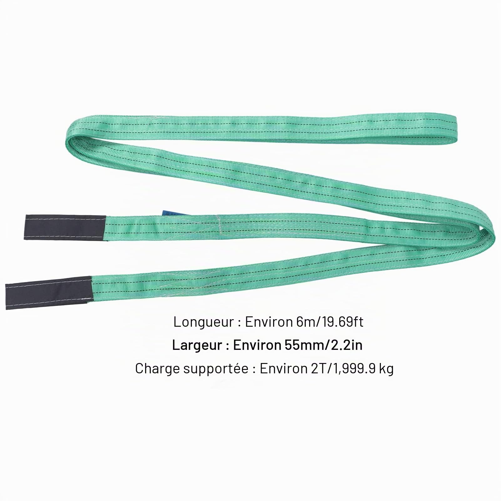 Tyenaza Sangle D'élingue De Levage, 6M 2T, Boucle Renforcée, Sangle De Levage De Gréement en Polyester Haute Résistance, pour la Construction, Sangle De Levage De Bateau
