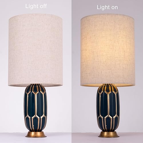 Miniatura 3 de Wellmet Pantalla de lino de 14 x 14 x 17 pulgadas para lámpara de mesa, lámpara de noche, lámpara de pie, pantalla de tambor de tela, estilo clásico