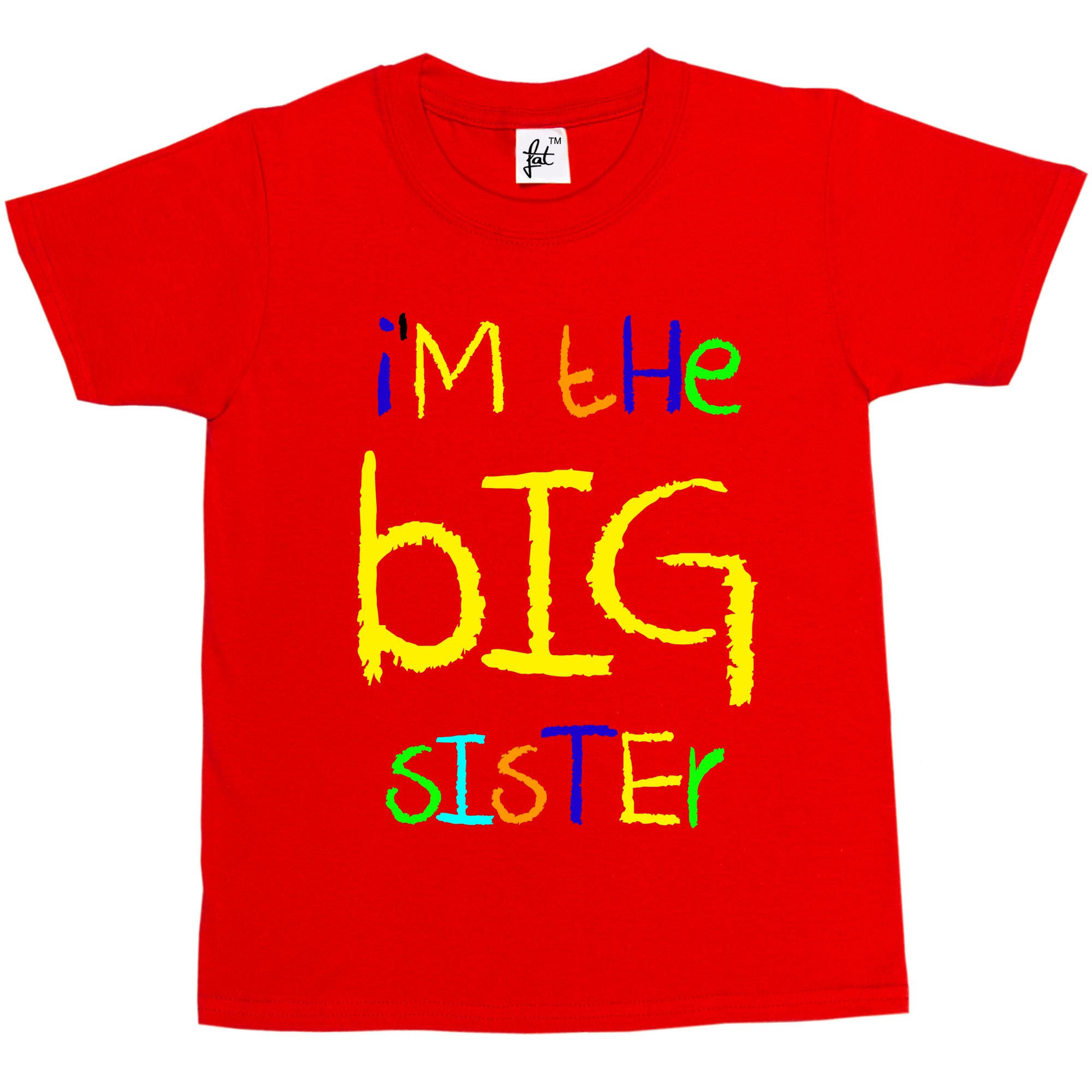 Fancy A Snuggle Boys Red I'm The Big Sister Funny Kids Girl Cotton Short Sleeve T-Shirt - Size 3-4 Years