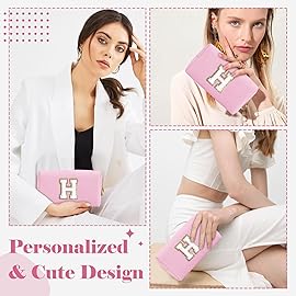 Personalized Initial A-Z Preppy Patch Makeup Bag,Small PU Chenille Letter Cosmetic Bag with Zipper for Teen Girls,Pink Cute Toiletry Organizer Bag,Monogram Makeup Case Gift for Women Girls,Letter H