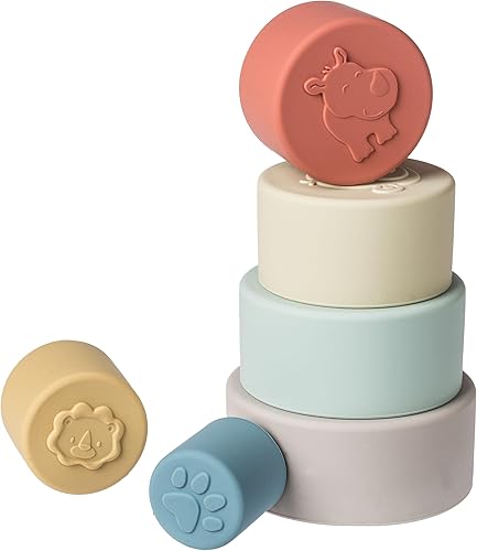 Miniatura 9 de Mary Meyer Vasos apilables de silicona para bebés y niños pequeños, regalos preescolares de 6 meses, 9 pulgadas, animales