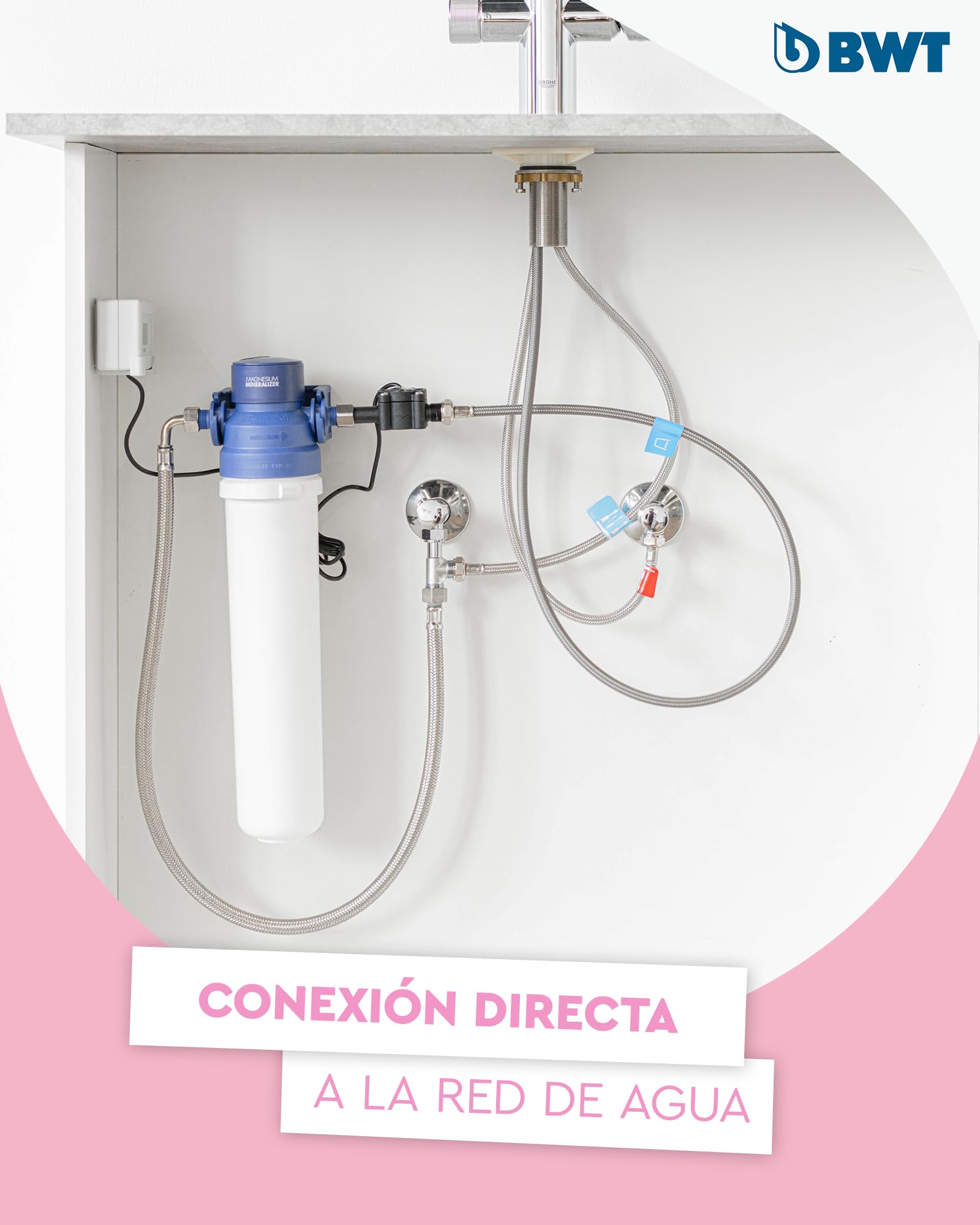 BWT AQA drink Pure 2.0 ZINC + MP200| Mezclador de cocina cromado con caño C extraíble, Pulverizador de enjuague rotativo | Filtra partículas como arena y óxido | Agua potable perfectamente filtrada