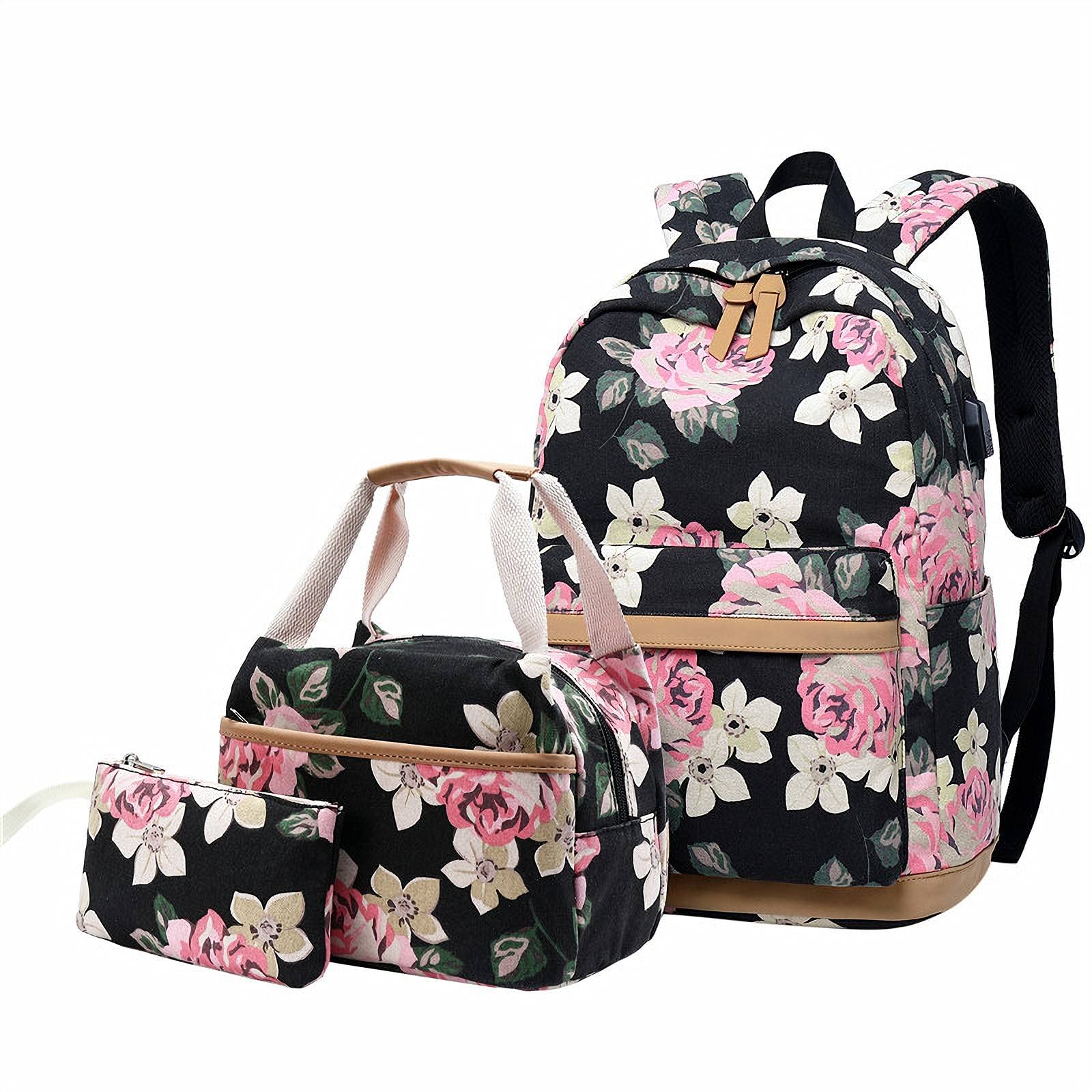 Backpack for Teen Girls School Backpack Set with Lunch Bag and Pencil Bag