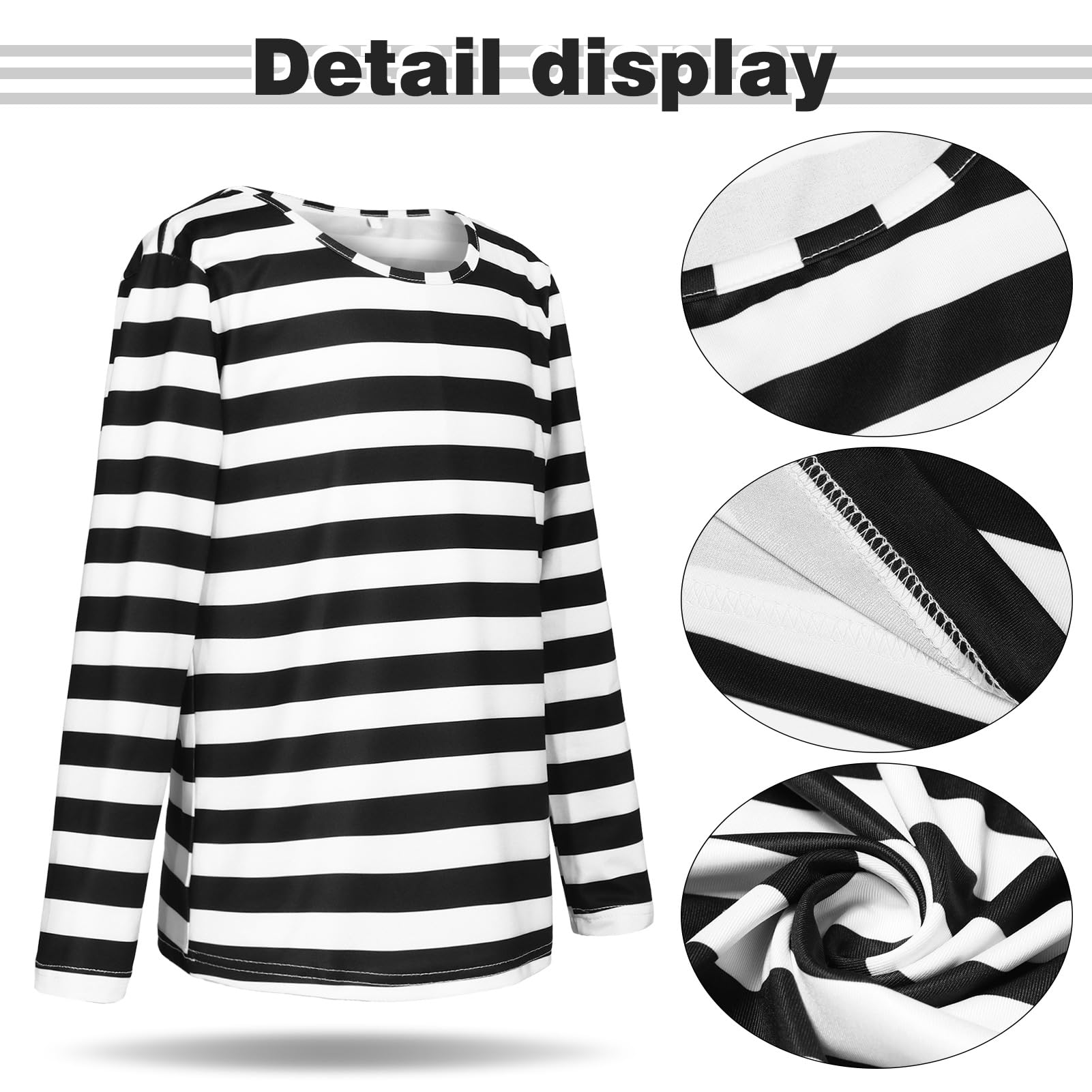 Suffolly Prisoner Costume Kids,Zombie Convict Costumes,Robber Costum Includes Top,Pant,Hat,Handcuffs Cops and Robbers Fancy Dress Burglar Costum,Halloween Costumes for Kids (Adult - Image 4