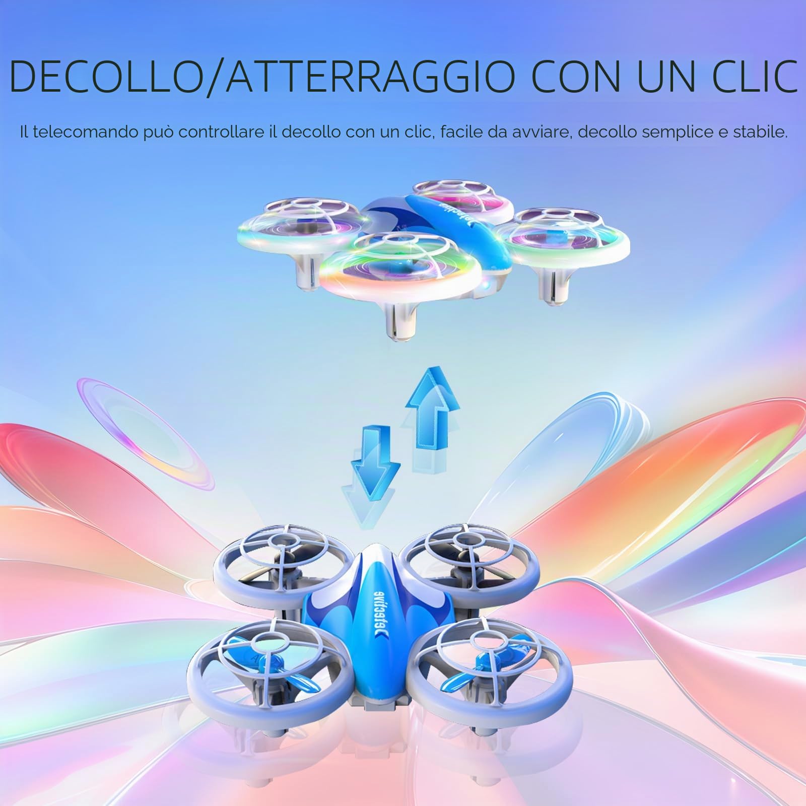 Drone per Bambini, Mini Drone con 3 Batterie per Principianti, Elica di Protezione Completa, Telecomando a 2,4 GHz, Mantenimento Dell'altitudine, 360 Giri, con Luci LED, Regali per Bambini