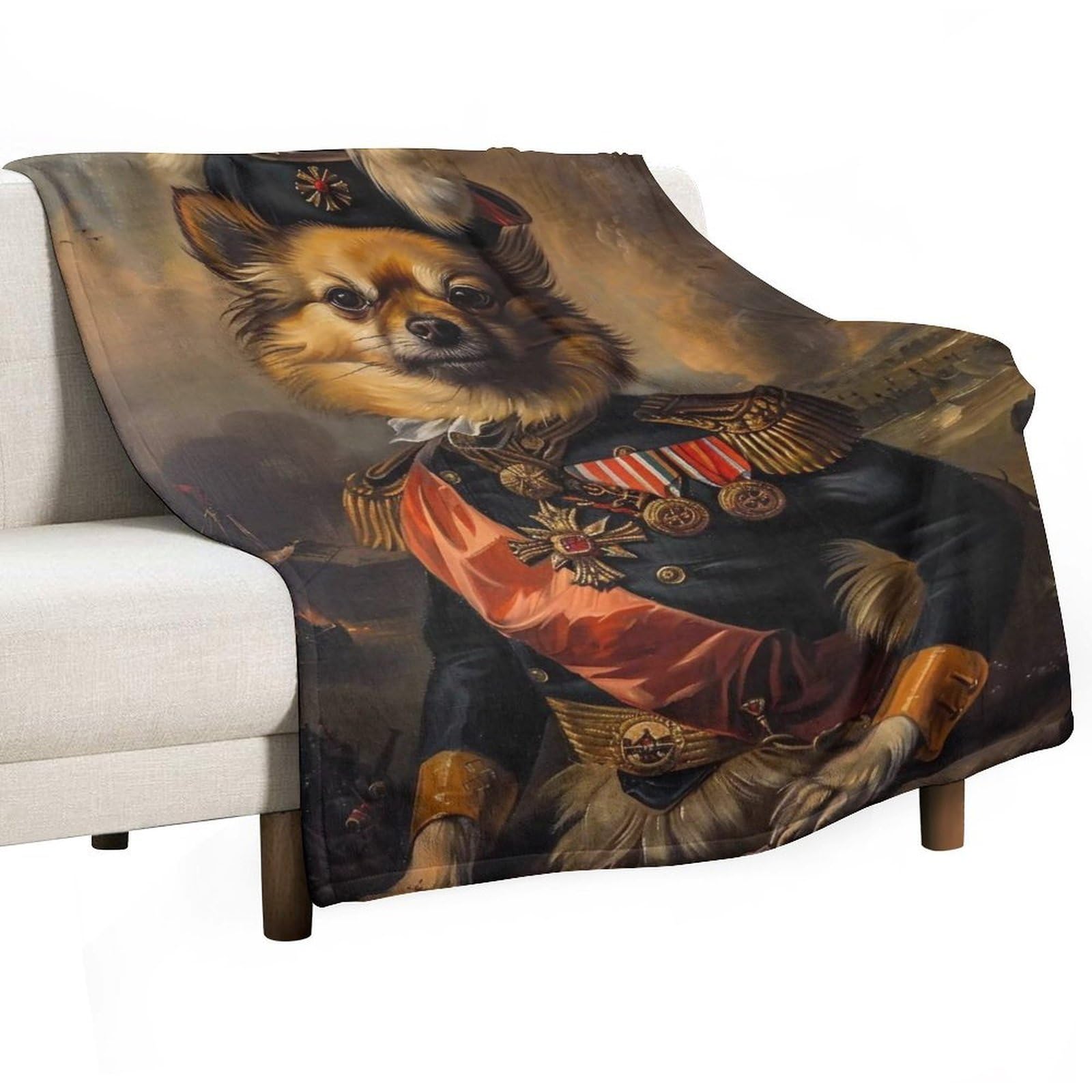 YHGSREUOH Napoleon Pomeranian 02 Flannel Blankets Fleece Soft Throw Lightweight Plush Gifts for Couch, Bed, Cozy Sofa Plush, Chair, Lovers 100x130cm(40x50in)