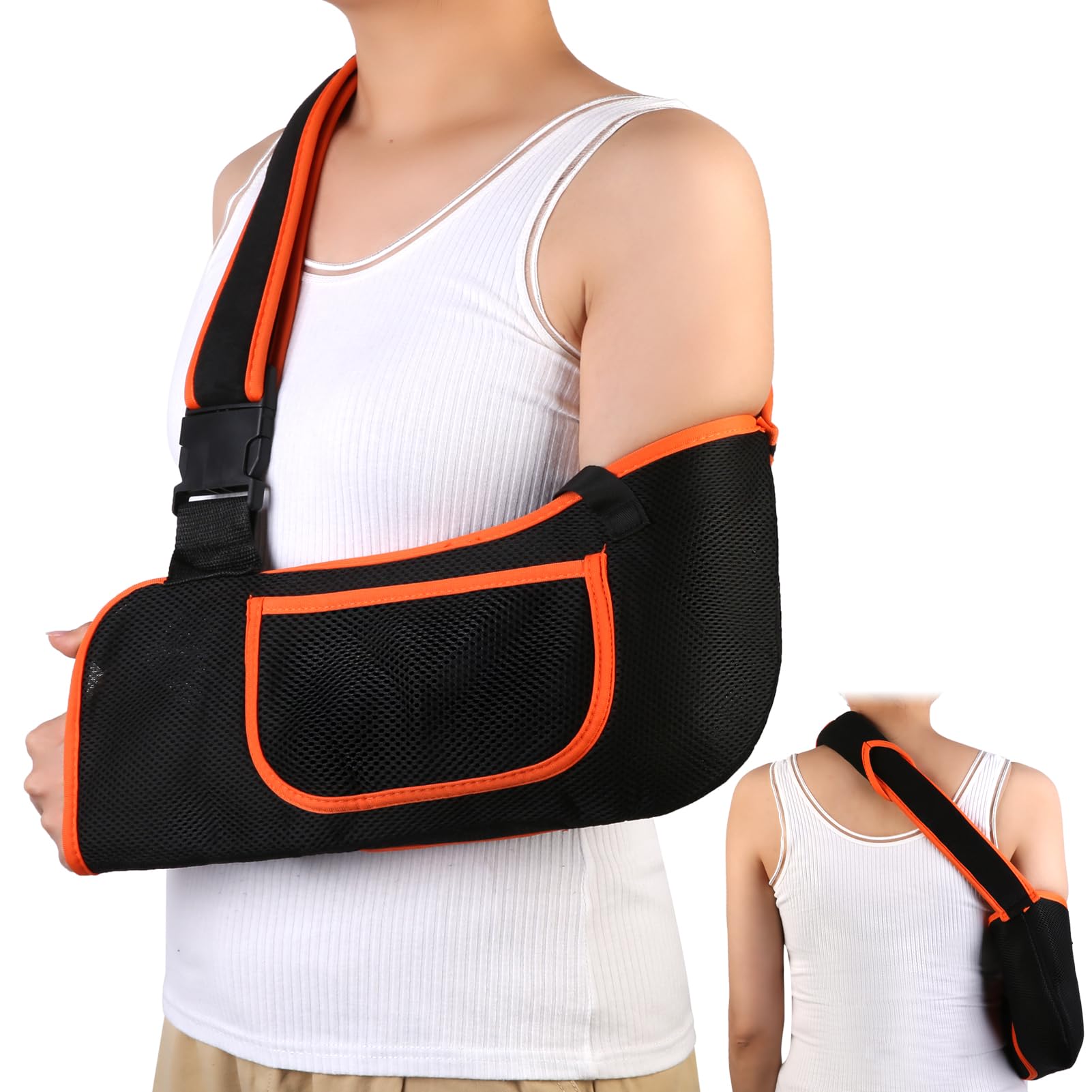 Arm Sling, Lightweight & Breathable Medical Sling with Adjustable Shoulder Strap, Right or Left, Women or Men, Shoulder Mesh Immobilizer Slings for Elbow Injury/Torn Rotator Cuff/Wrist Injury/Surgery