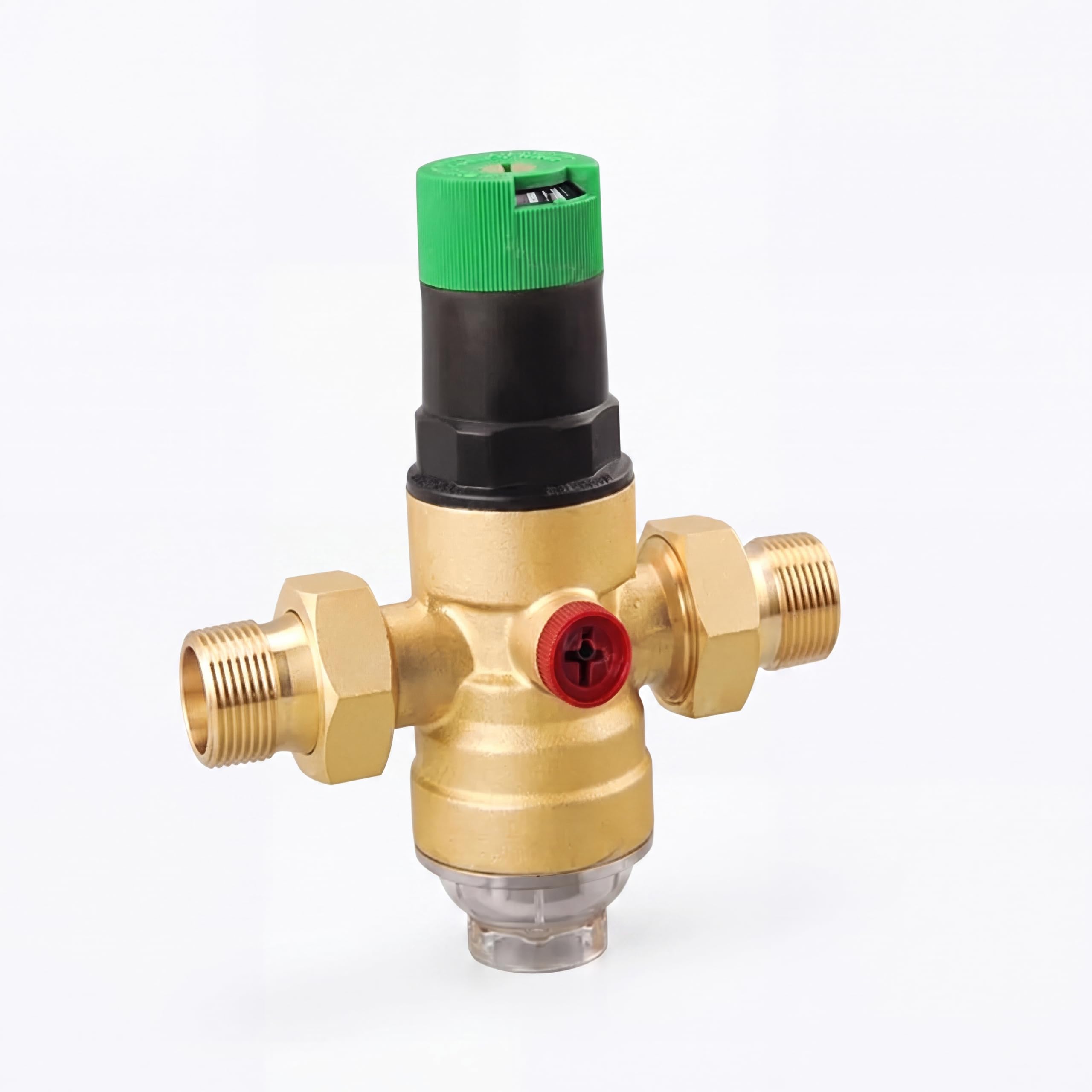 Riduttore di pressione dell'acqua da 3/4", in ottone, con manometro e filtro DN25, valvola di sovrapressione per la regolazione della pressione per case, edifici e fabbriche (oro)