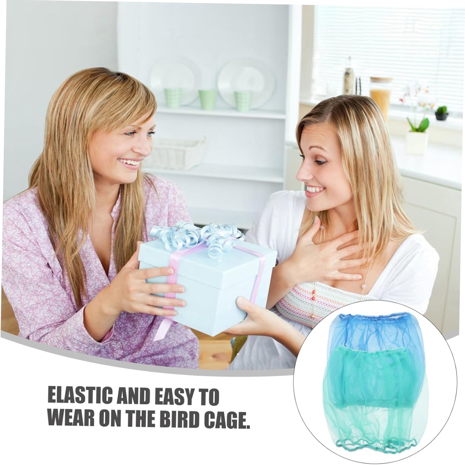 Toyvian 2 Pcs Large Birdcage Covers Breathable Dust Mesh Netting with Elastic Fit Prevent Food Splashing and Debris Cage Accessories for Parrots Finches and Birds