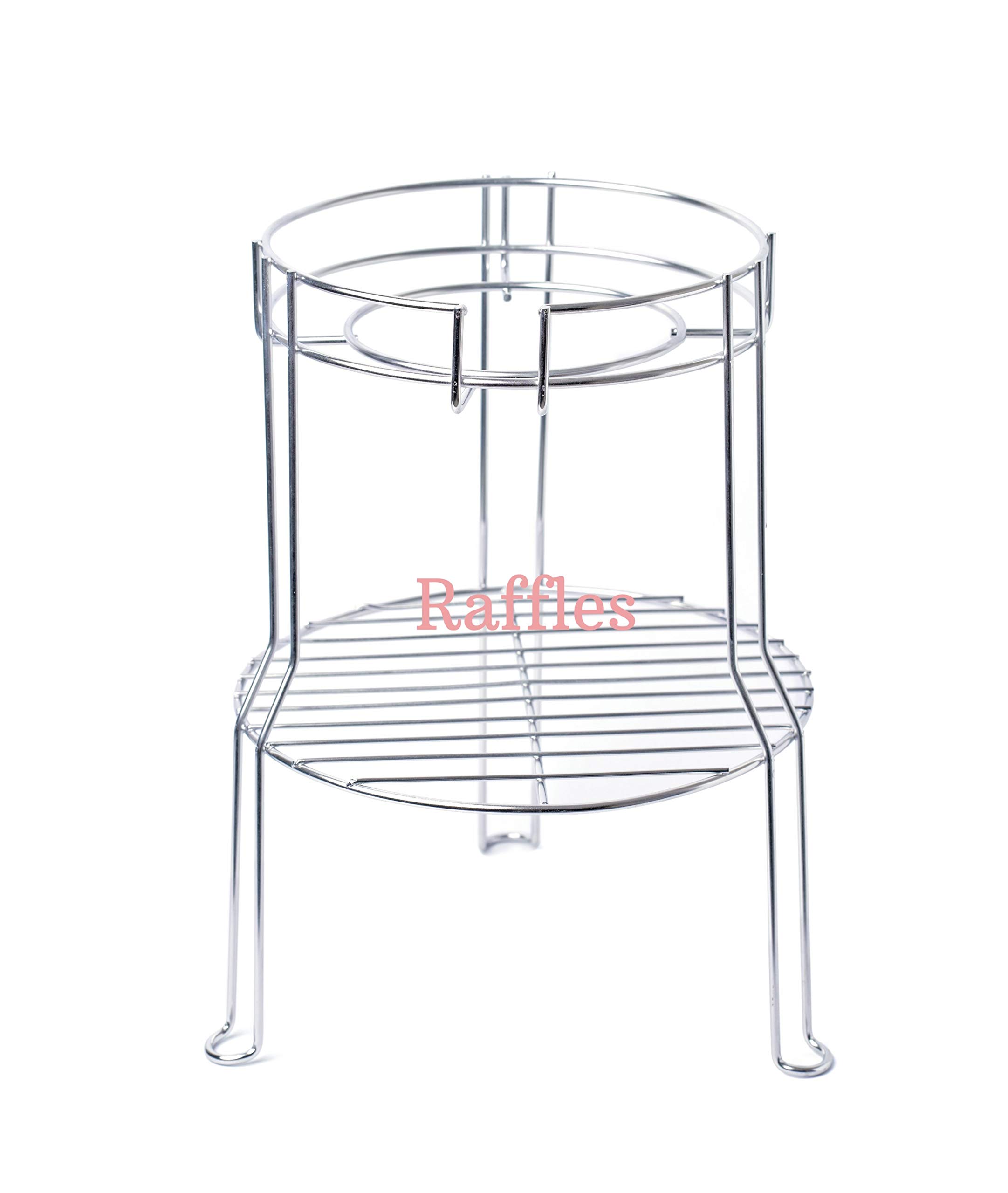 Embassy Raffles Stainless Steel Matka Stand/Water Filter/Pot Rack with Additional Level for Storage, Size 2, 26x51 cms (DxH)