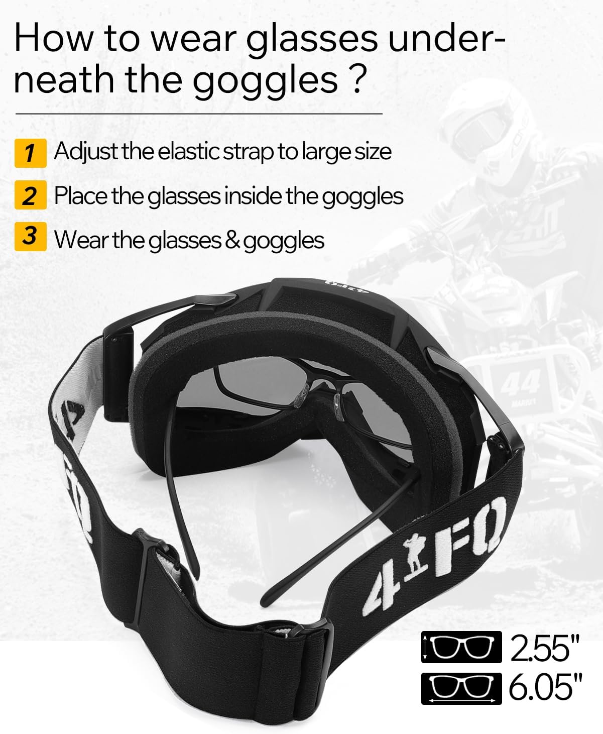 Motocross & Mountain Bike Goggles - ATV Dirt Bike Goggles MX MTB Racing Protective Eyewear for Men & Women - UV400 Protection Dustproof Anti-Fog Scratch Impact Resistant Lens - Anti-Slip Strap - Image 7