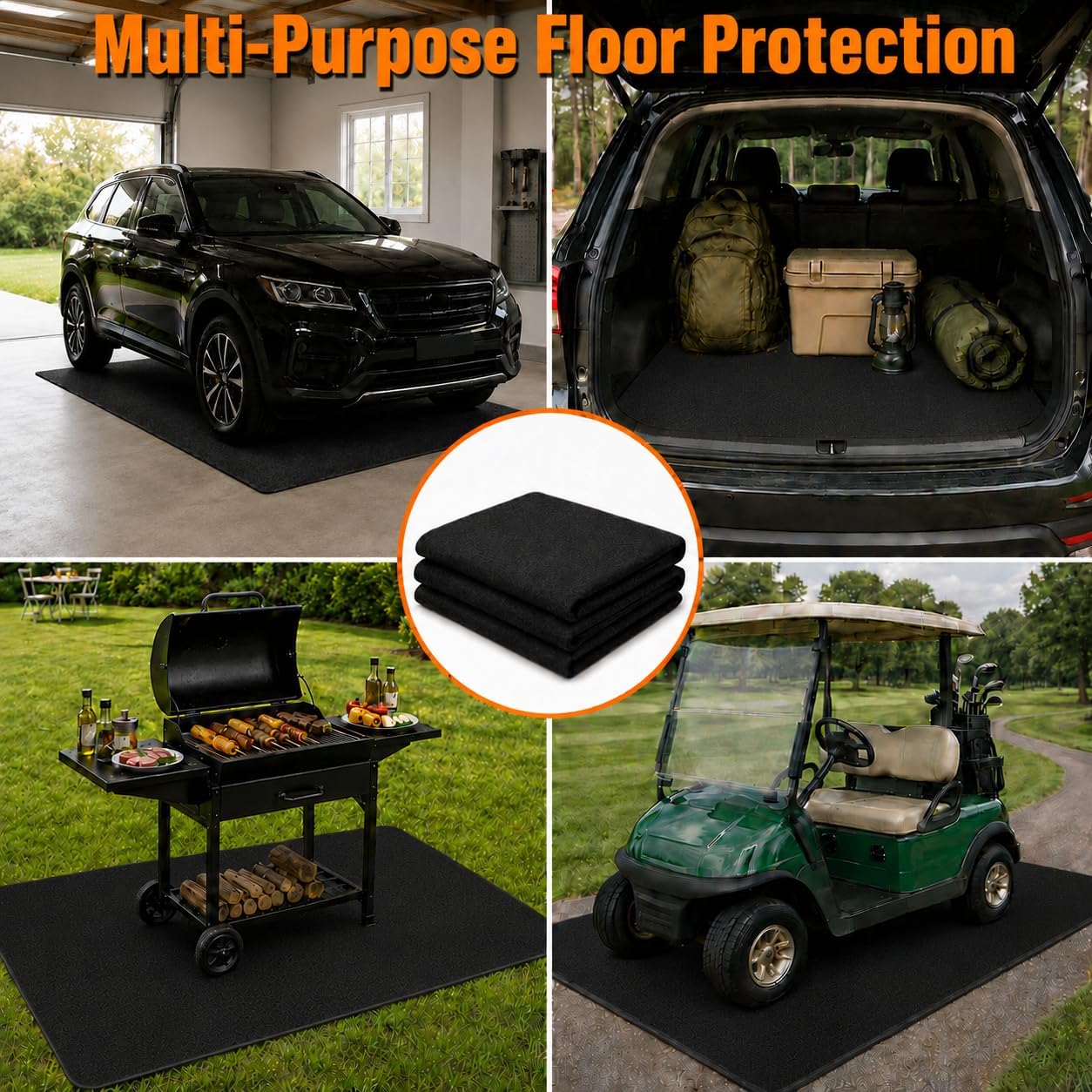 Oil Spill Mat, 2 Pack 39" x 59" Garage Floor Protector, Absorbent Oil Pad with Waterproof Backing, Washable, Reusable