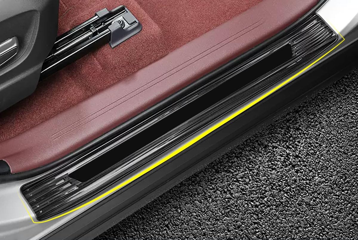 Car Accessories Compatible with Toyota New BZ4X 2023 2024 2025 Outside Door Sill Scuff Plate Entry Guard Cover Trims Stainless Steel 4PCS(Black Brushed Finish)