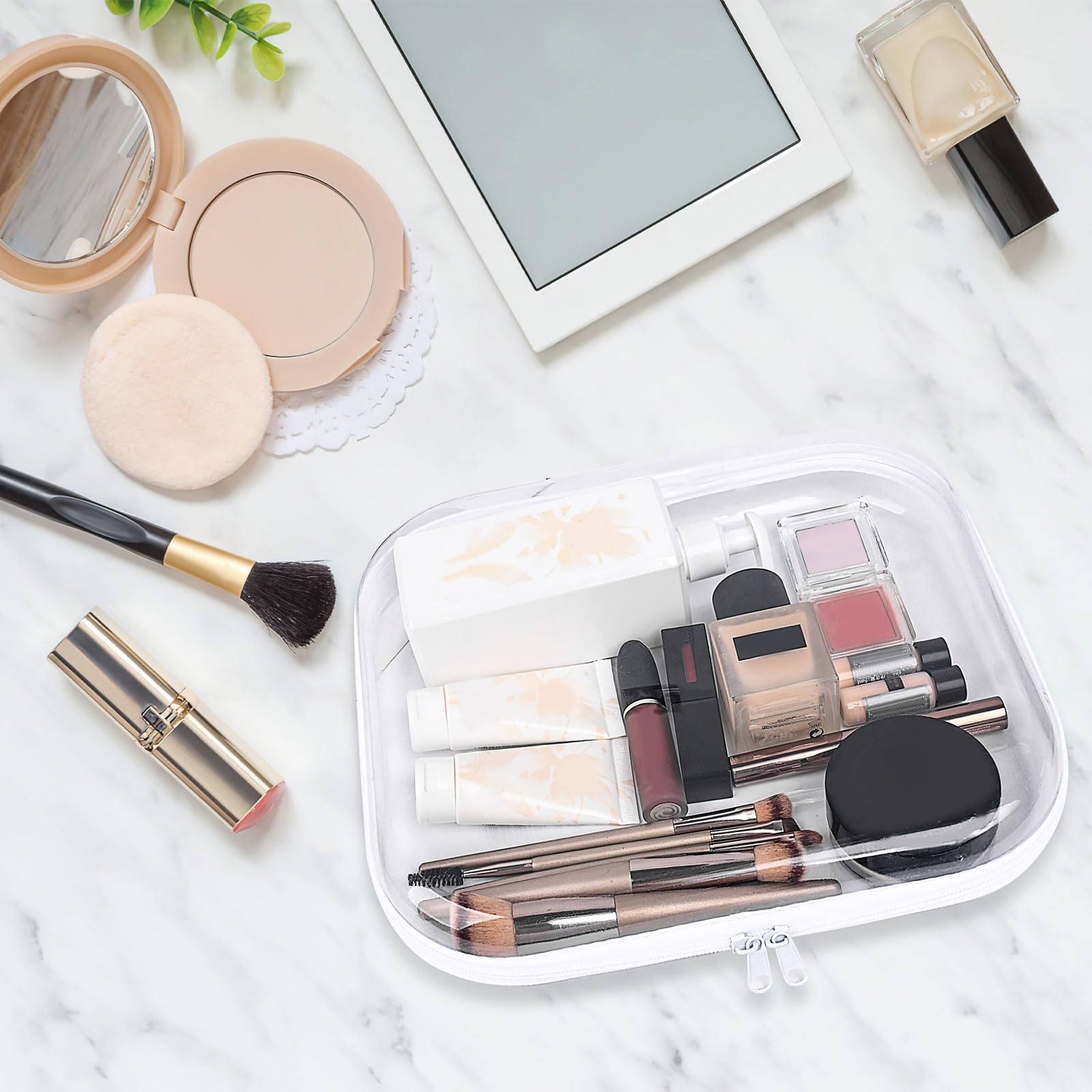 Set di 6 trousse da toilette trasparente con cerniera, custodia da viaggio impermeabile, borsa da toilette approvata TSA, borsa cosmetica trasparente per le vacanze, bagno